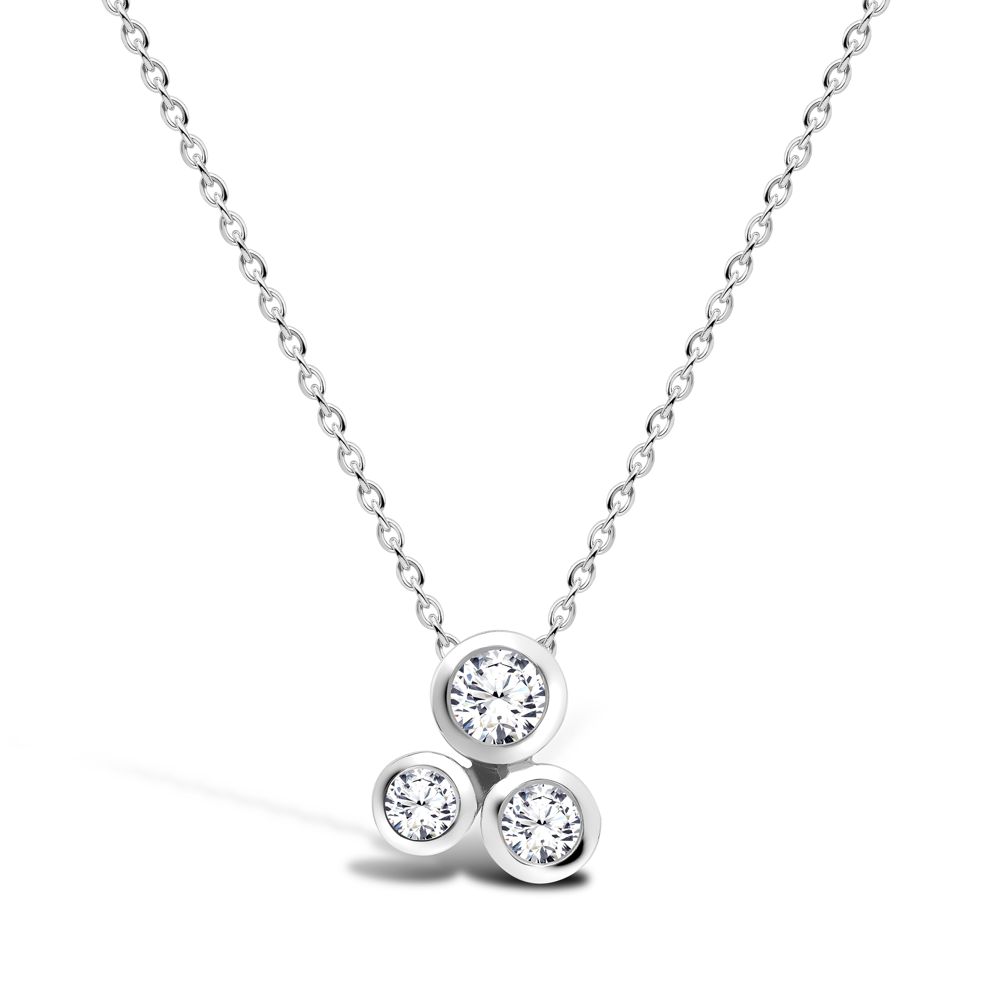 Bubbles Diamond Pendant Necklace Brilliant Cut, Rubover Set_1