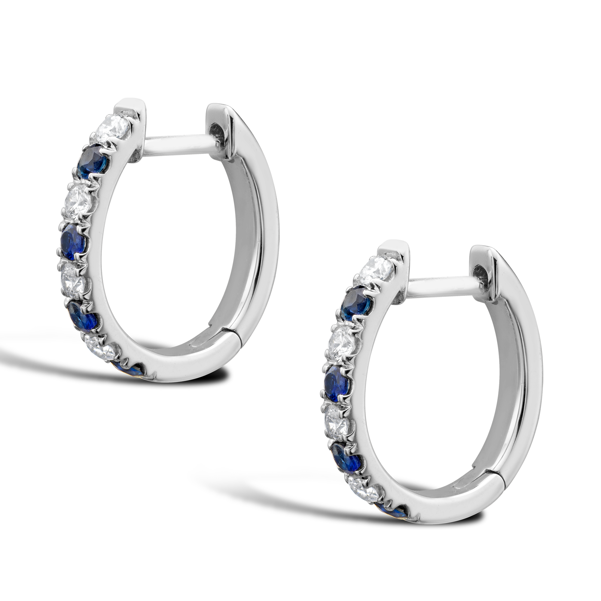 Sapphire & Diamond Half Hoop Earrings Brilliant cut, Claw set_3