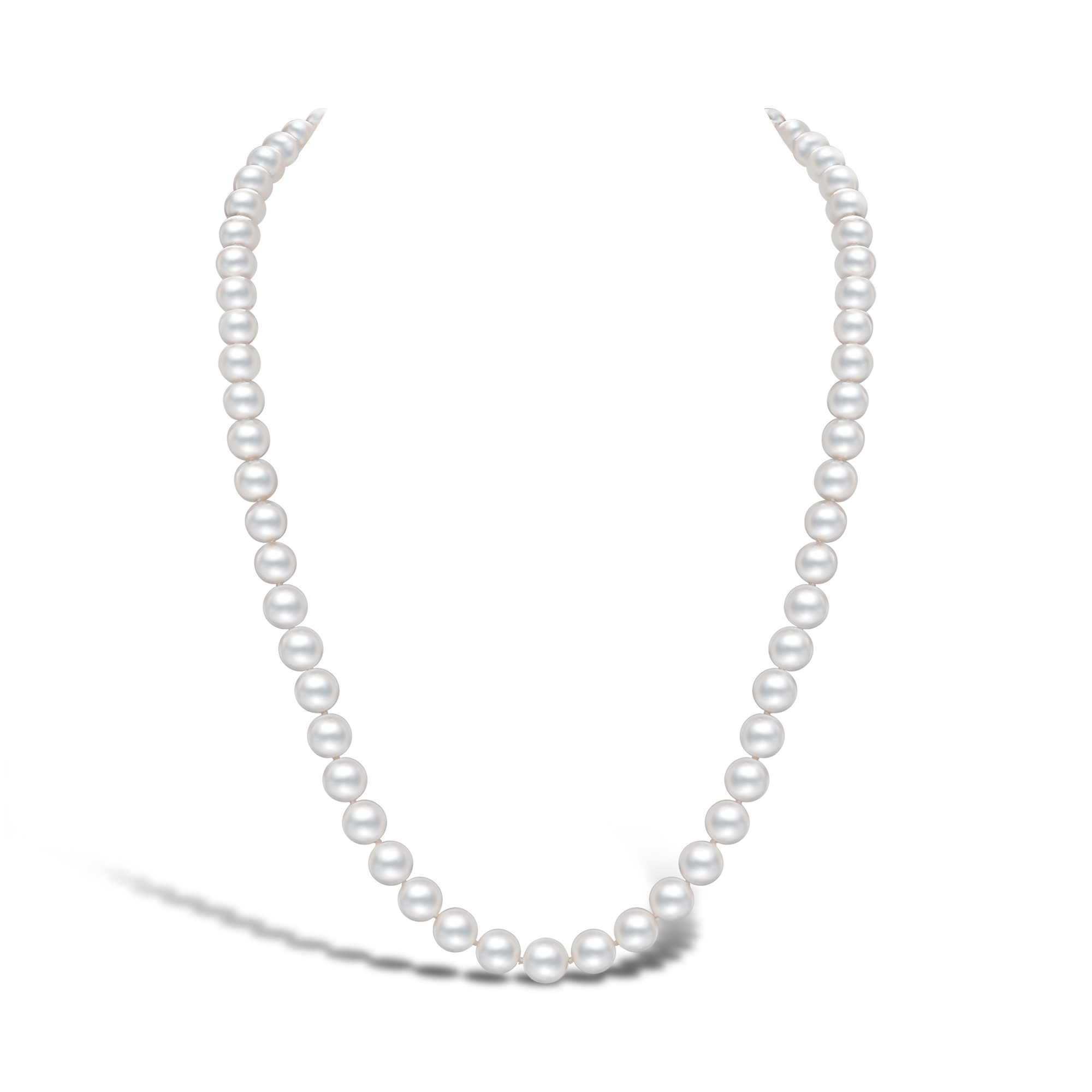 Akoya Pearl Necklace Silk Knotted Row with White Gold Clasp_1