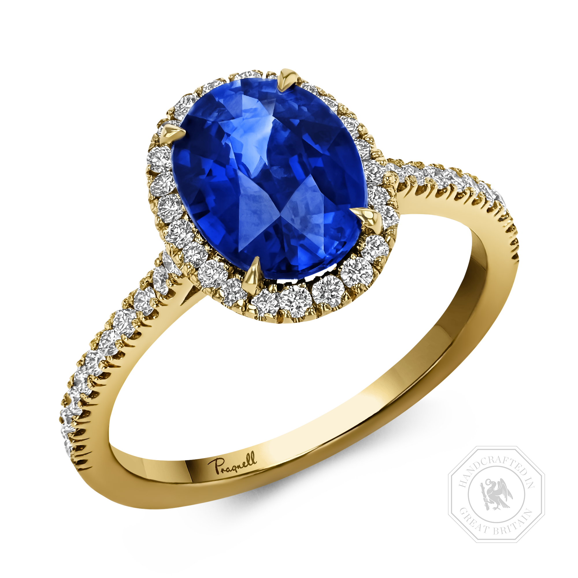 Celestial 2.06ct Sapphire and Diamond Cluster Ring Oval Cut, Claw Set_1