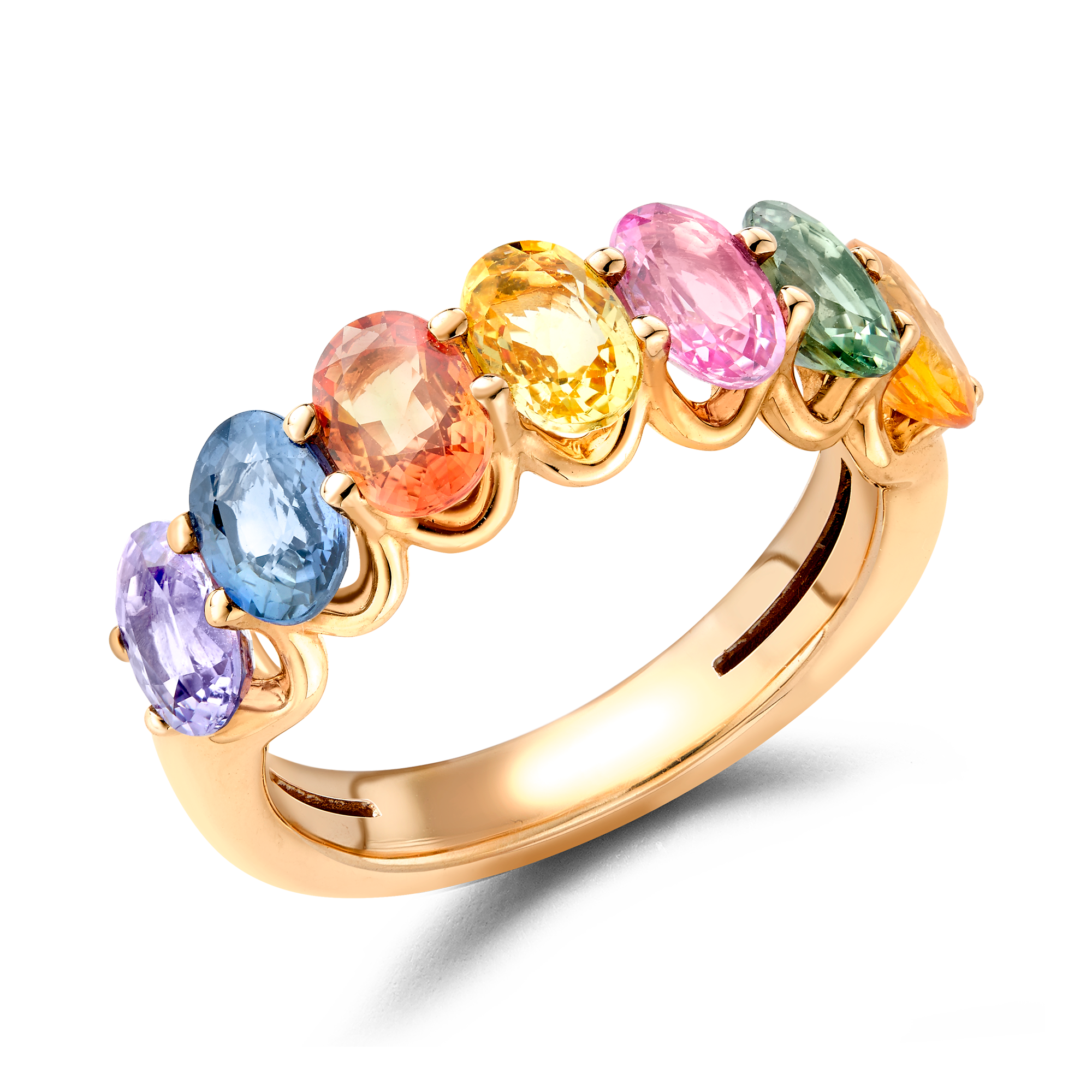 Rainbow Fancy Sapphire Cocktail Ring Oval Cut, Claw Set_1