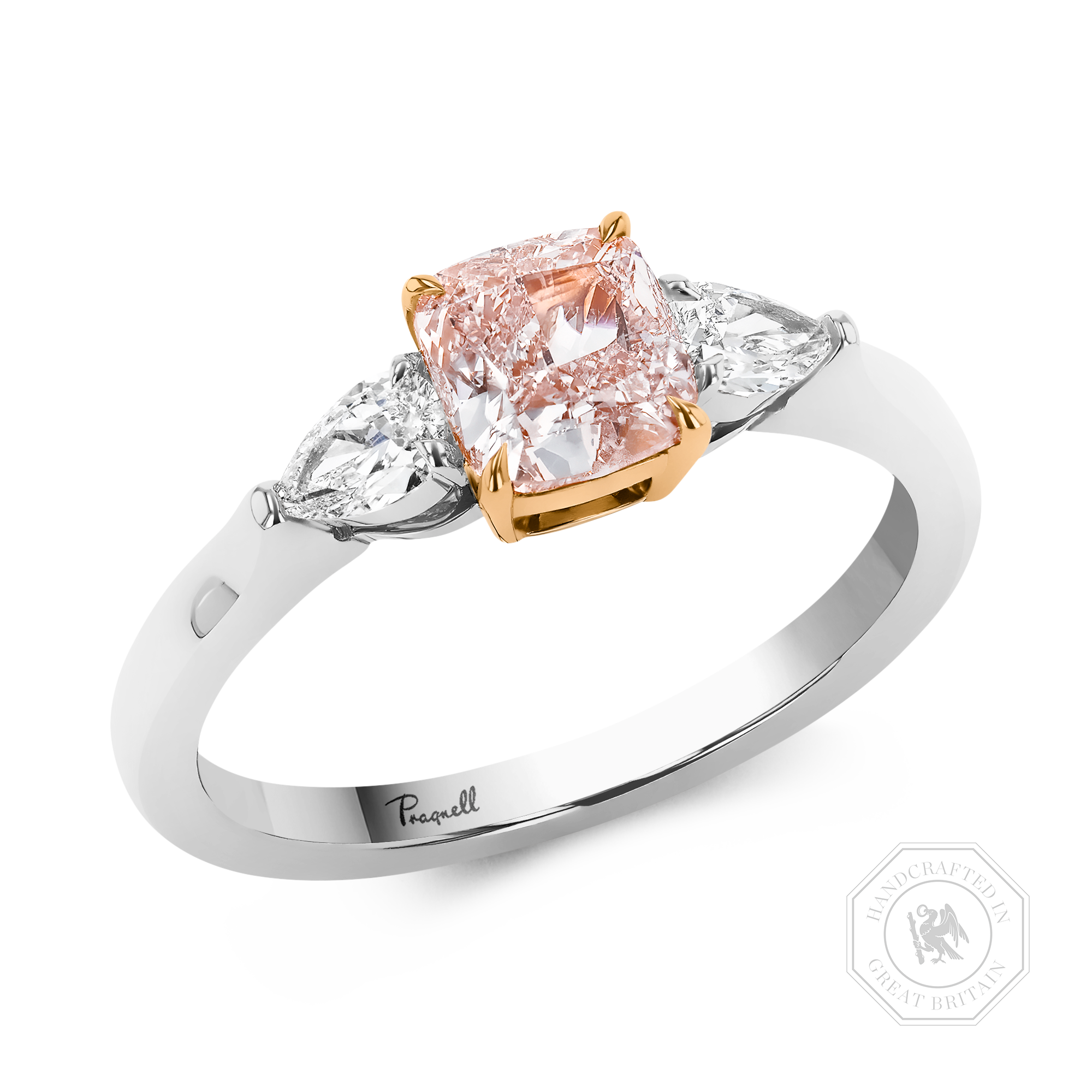 Cushion Cut 1.06ct Fancy Light Pink Diamond Ring Cushion & Pear Cut, Claw Set_1