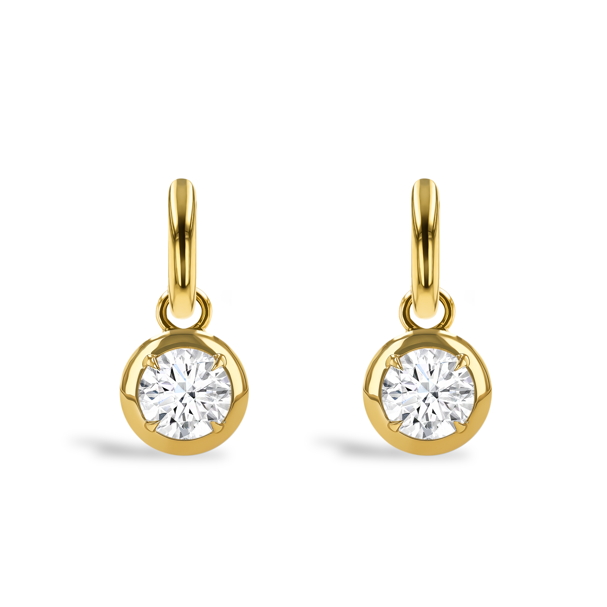 Skimming Stone 1.00ct Diamond Drop Hoop Earrings Brilliant cut, Claw set_2