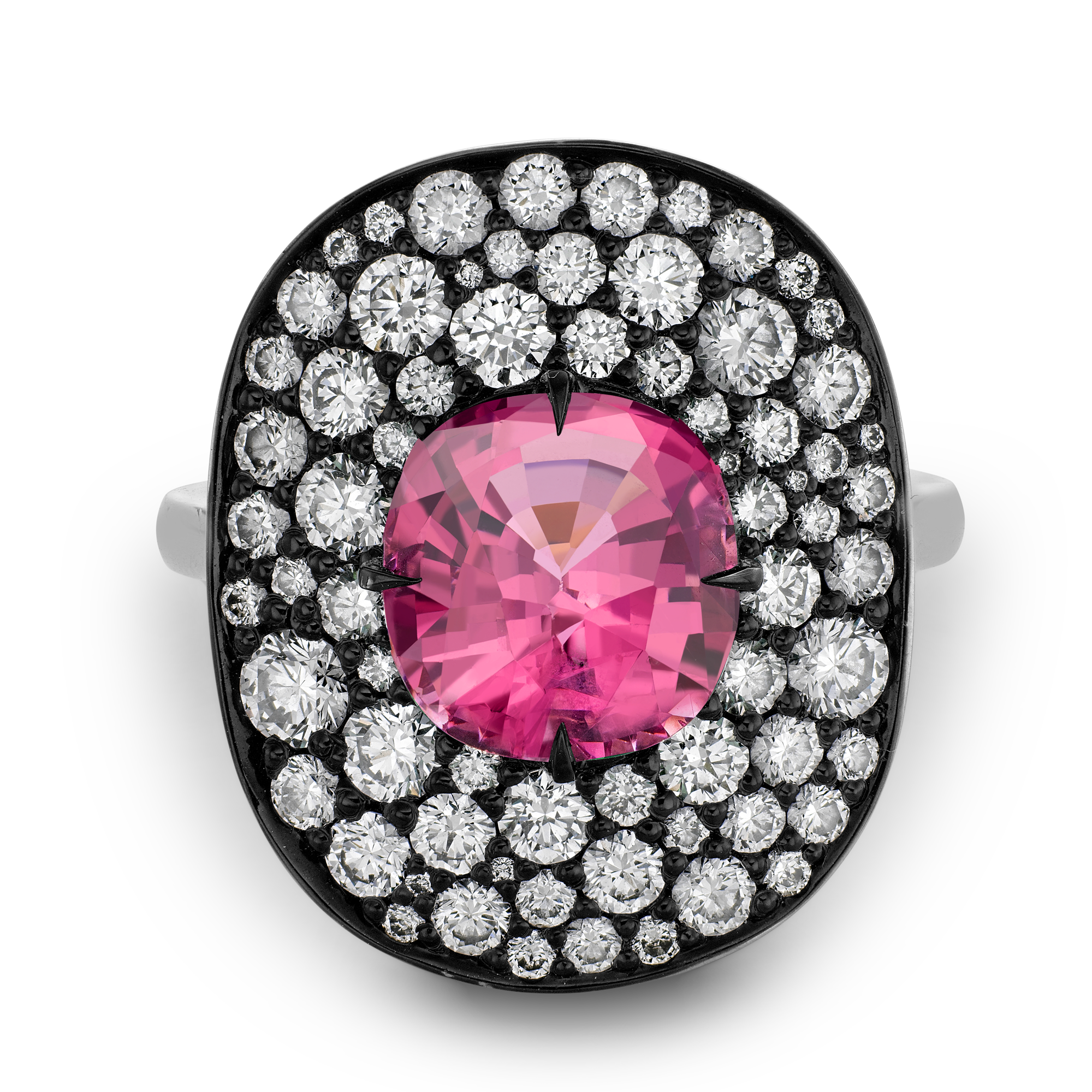 Snowstorm 3.70ct Spinel and Diamond Cocktail Ring Cushion modern cut, Claw set_2