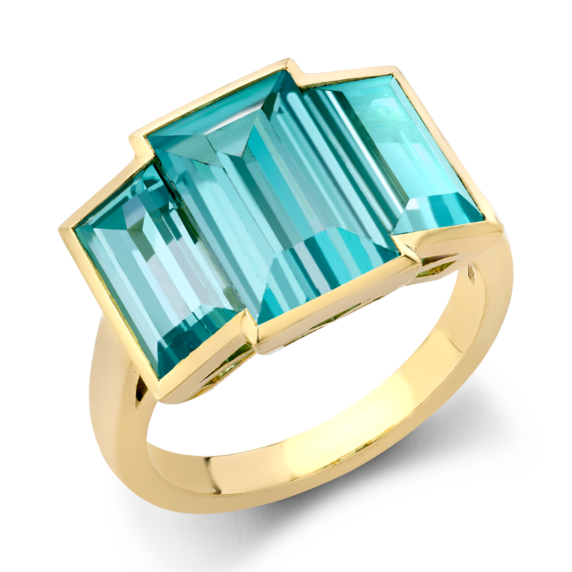 Masterpiece Kingdom Paraiba Tourmaline Ring Baguette Cut, Rubover Set_1