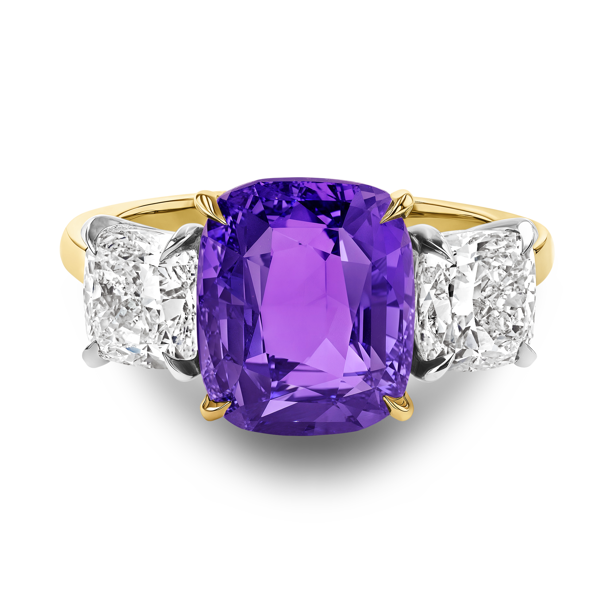 Masterpiece Colour Change Sapphire and Diamond Ring Cushion modern cut, Claw set_2