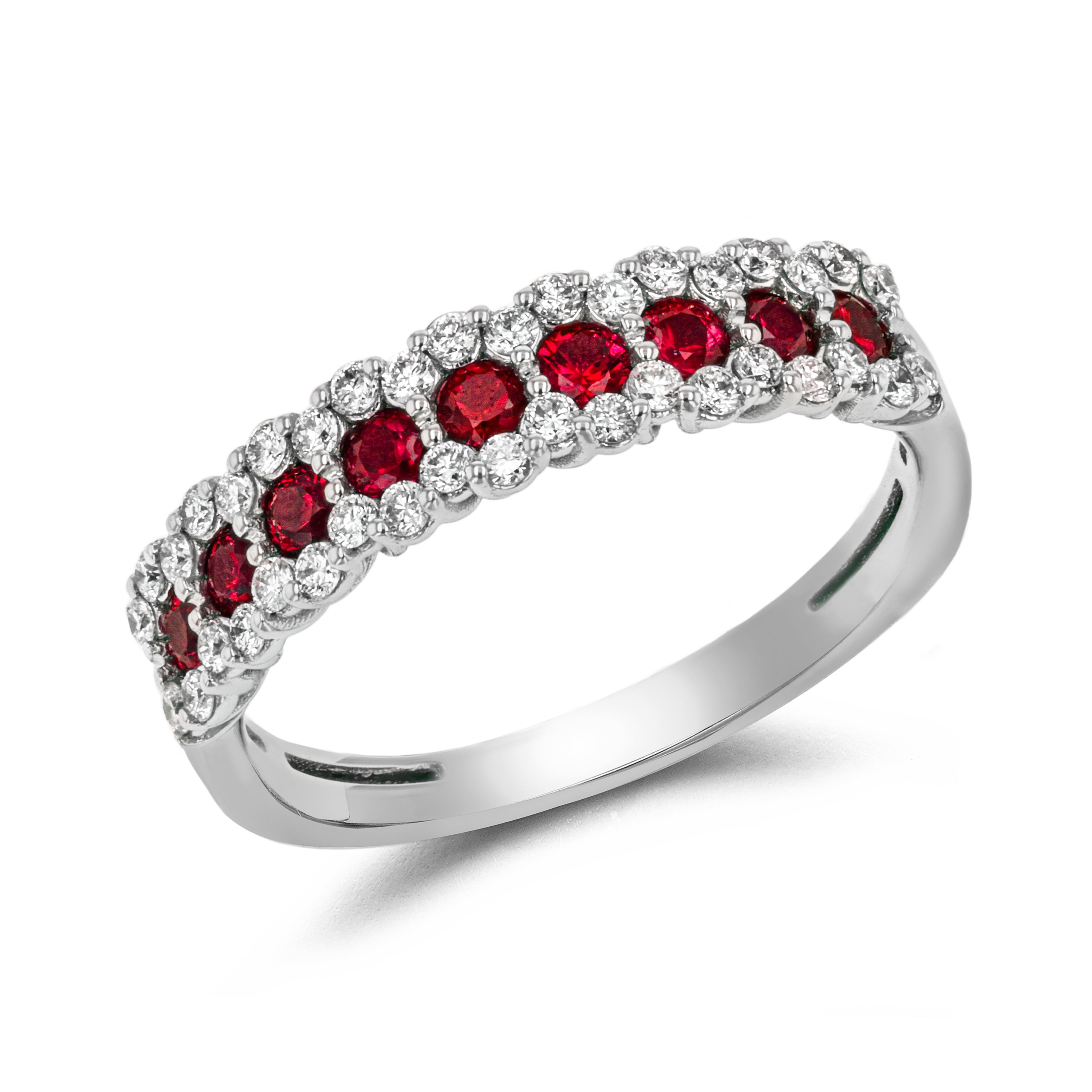 Ruby and Diamond Eternity Ring Brilliant Cut, Half Eternity, Claw Set_1