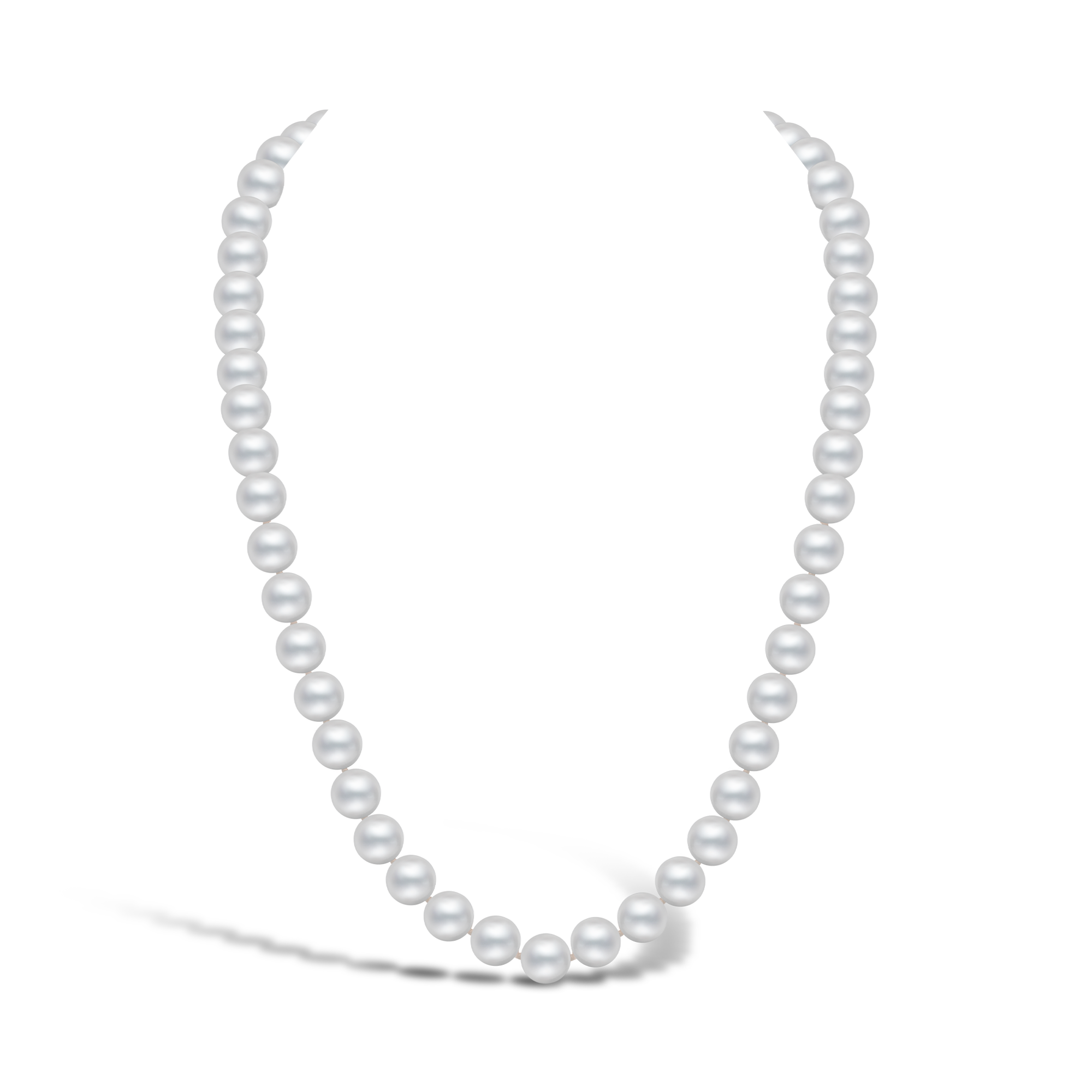 Akoya Pearl Necklace Silk Knotted Row with White Gold Clasp_1