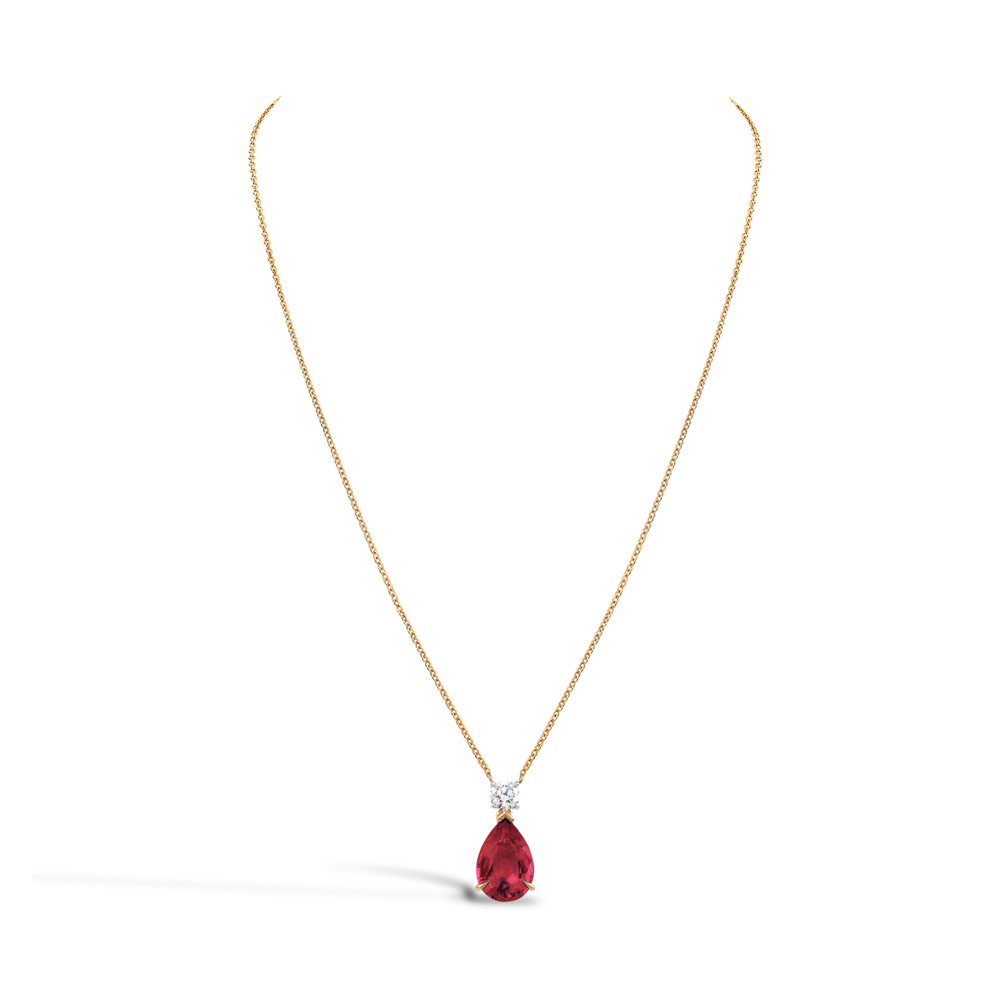 Pear Shaped 1.17ct Ruby and Diamond Pendant Pear Shape, Claw Set_2