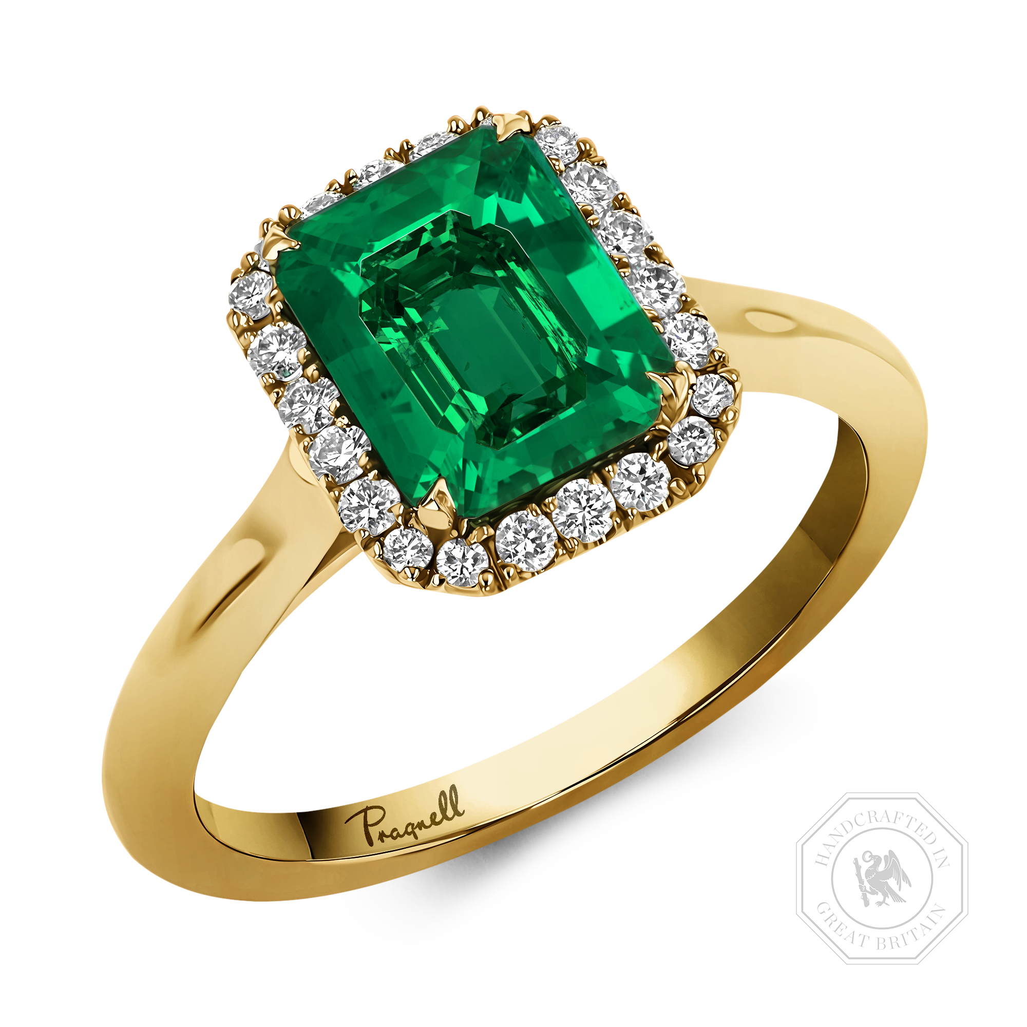 Emerald Cut 1.63ct Colombian Emerald and Diamond Cluster Ring Emerald Cut, Claw Set_1