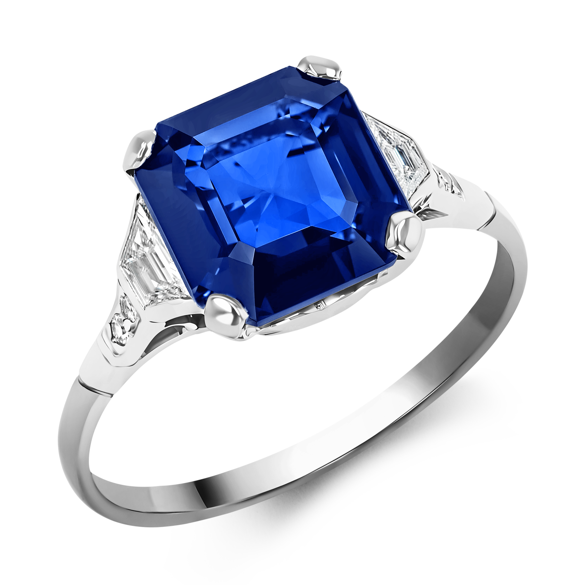 Sapphire Ring Cushion Modern Cut, Four Claw Set_1