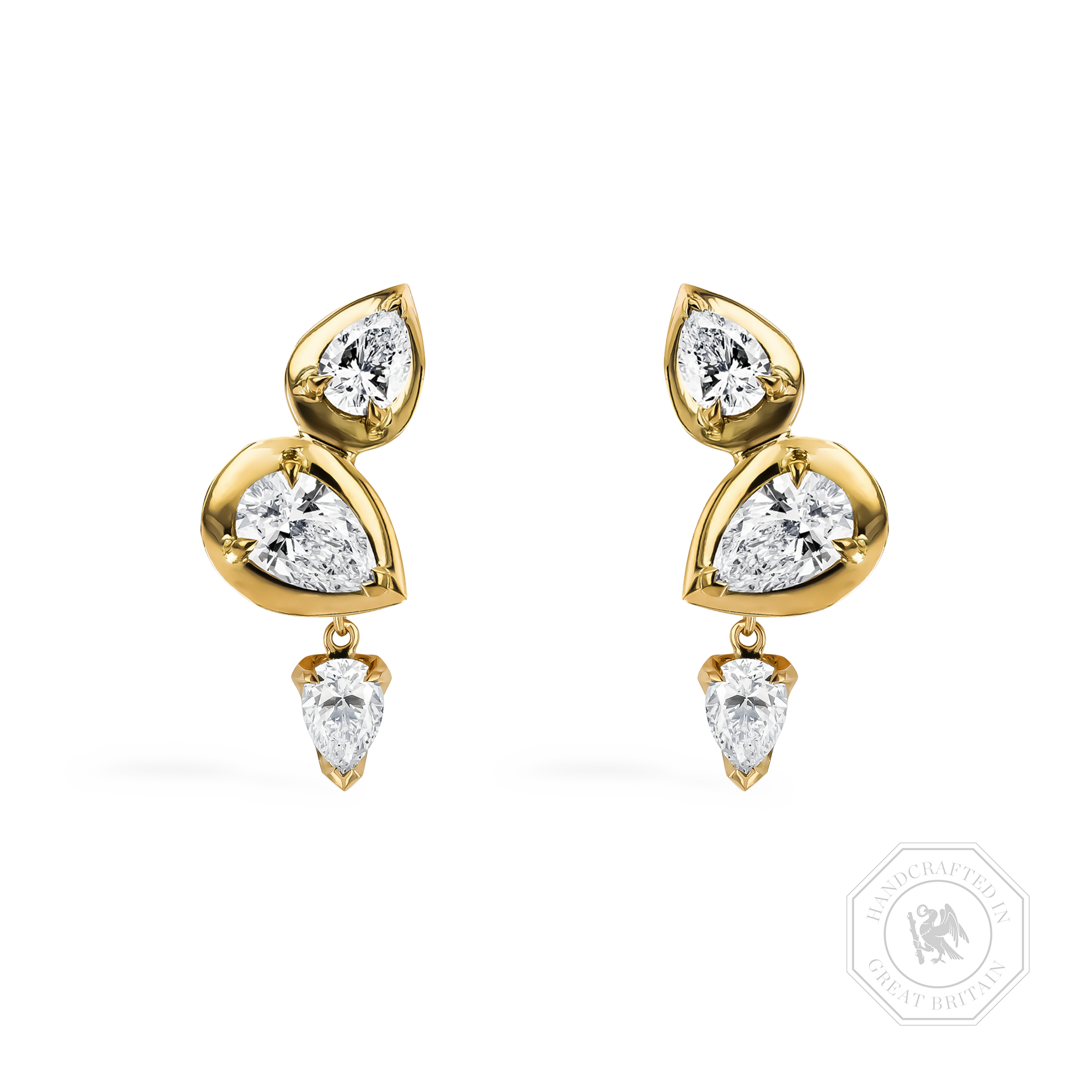 Skimming Stone 1.71ct Diamond Drop Earrings Pearshape, Claw Set_1
