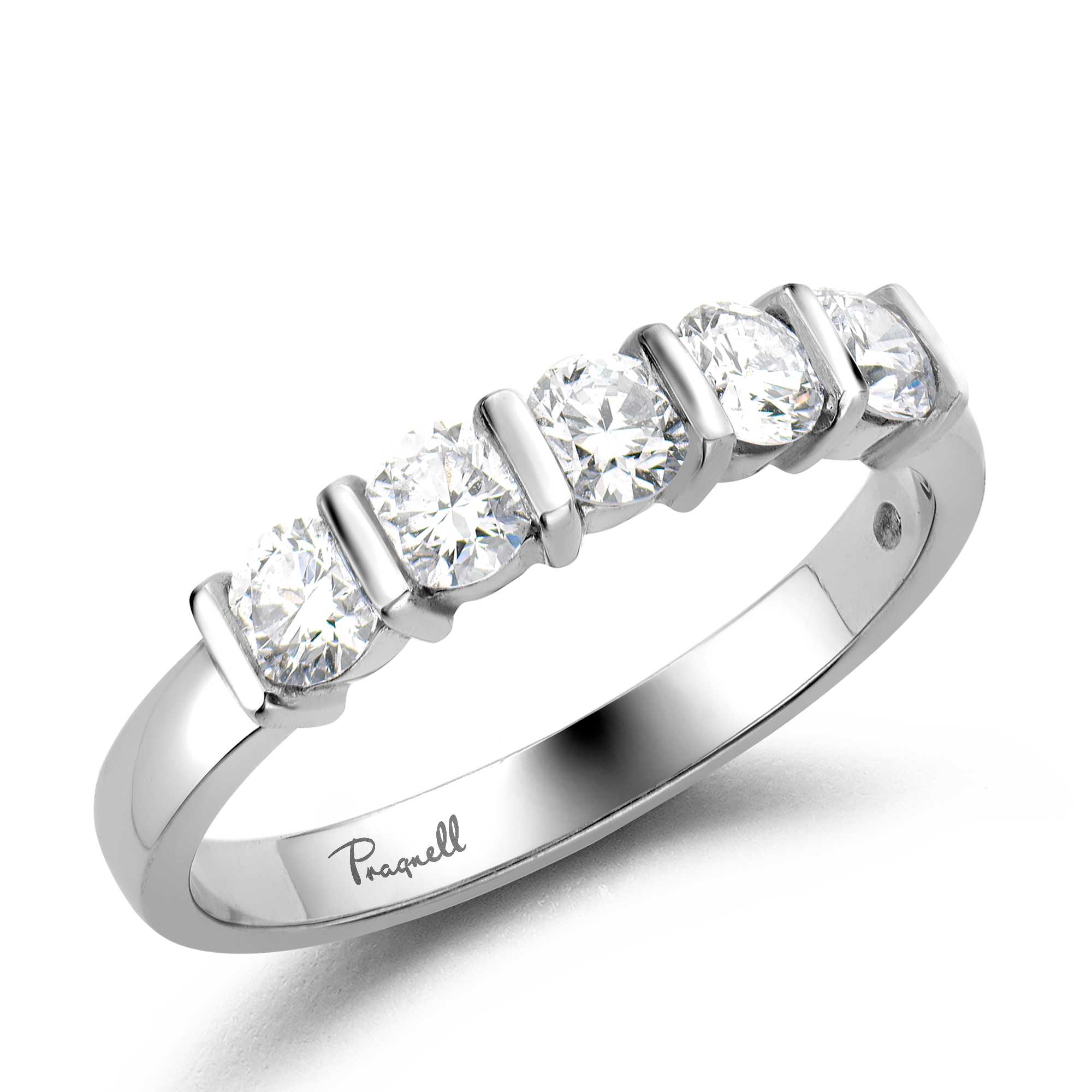 Round Brilliant Cut Diamond Five-Stone Ring Brilliant Cut, Five-Stone, Bar Set_1