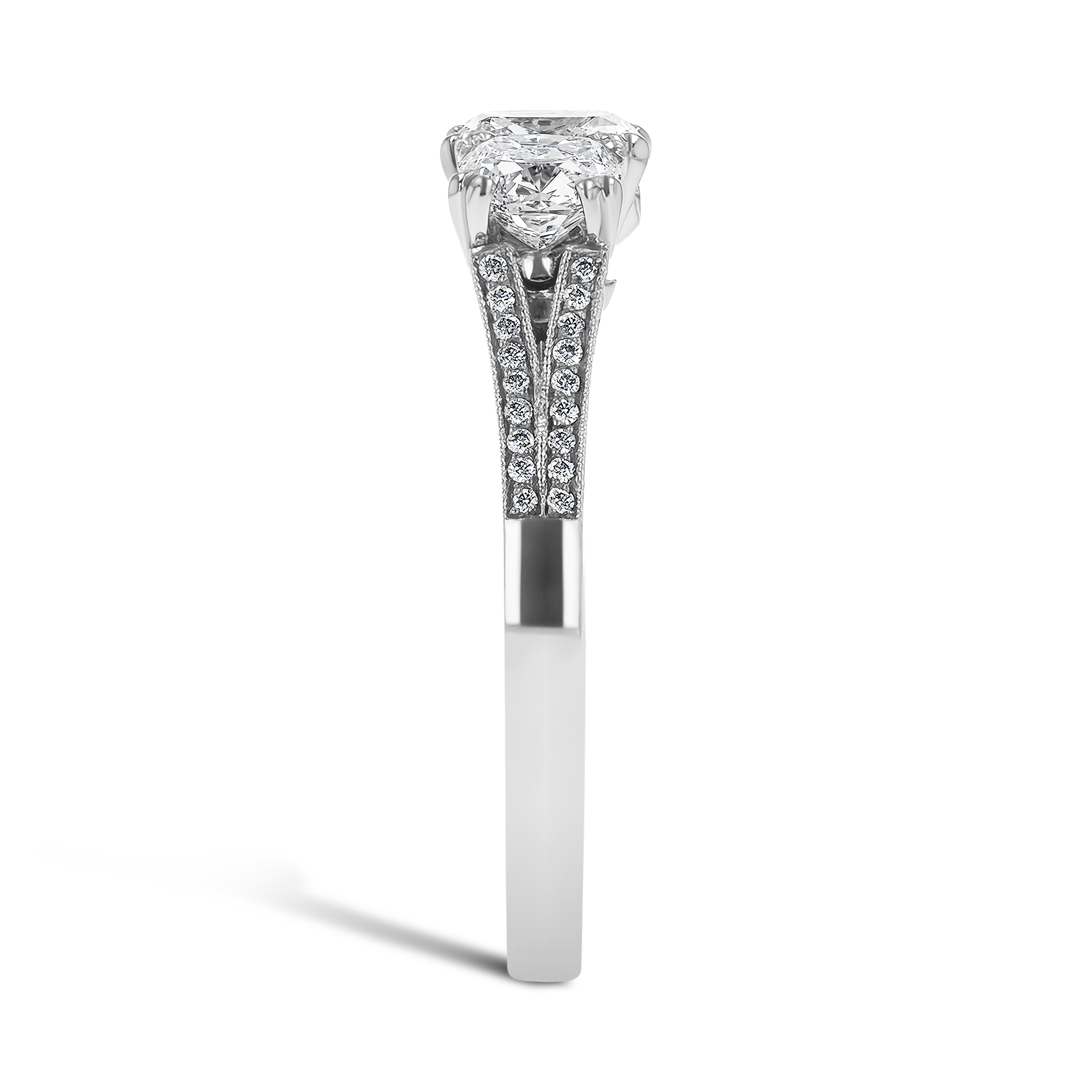 Imperial 1.92ct Diamond Three Stone Ring Cushion Cut, Claw Set_4