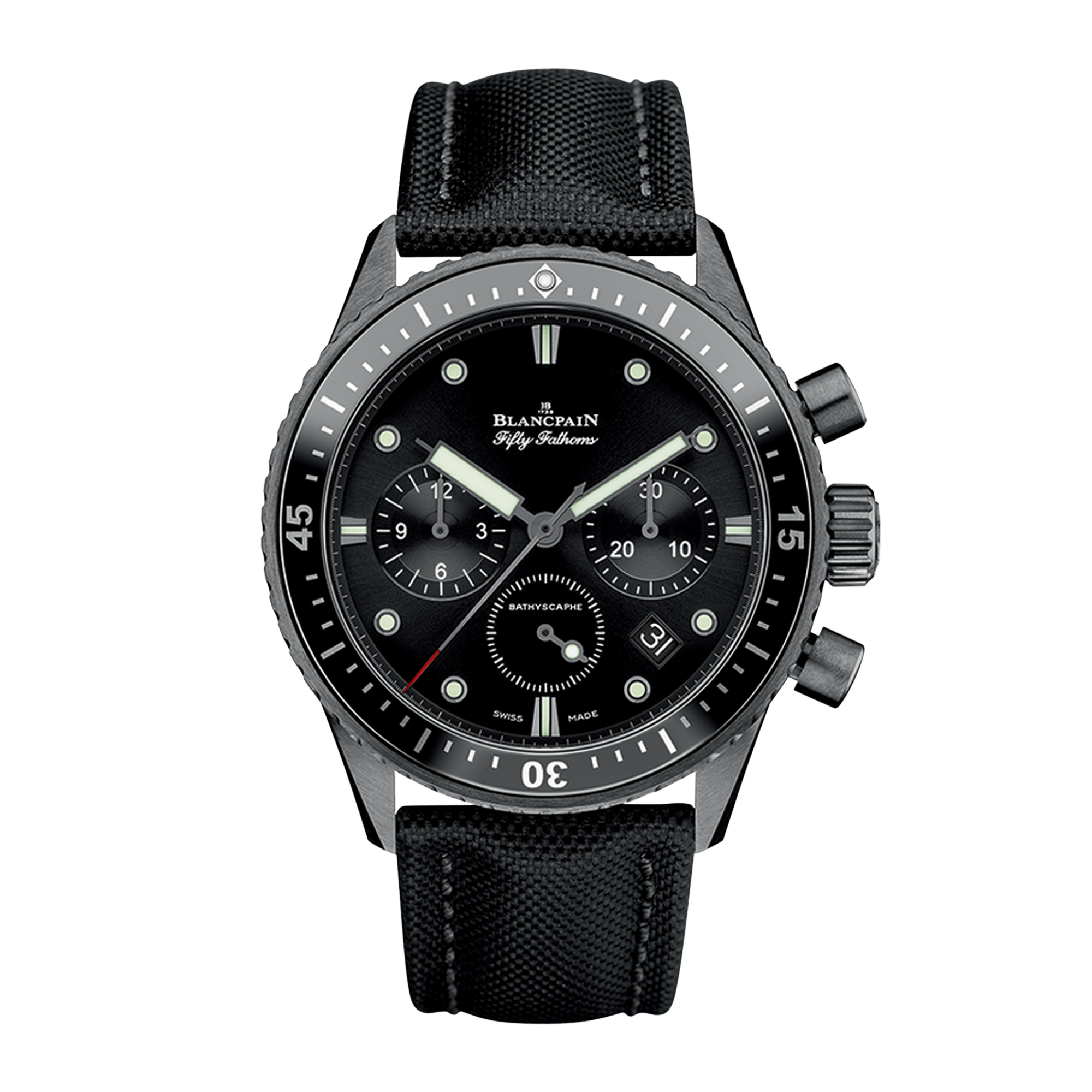 Blancpain Fifty Fathoms Bathyscaphe 43.6mm, Black Dial, Baton Numerals_1