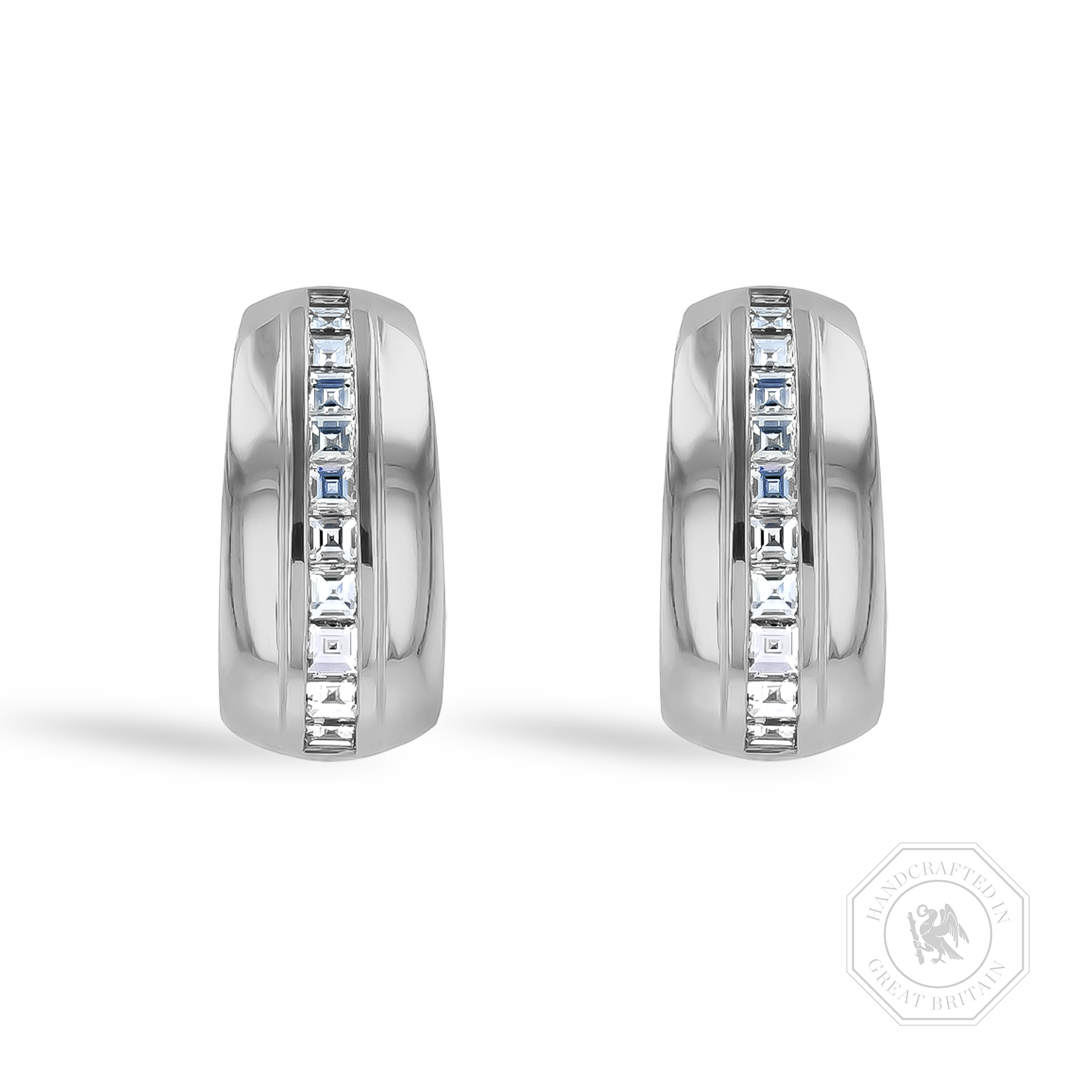 Manhattan 0.49ct Single Row Diamond Huggie Earrings Carre Cut, Channel Set_1