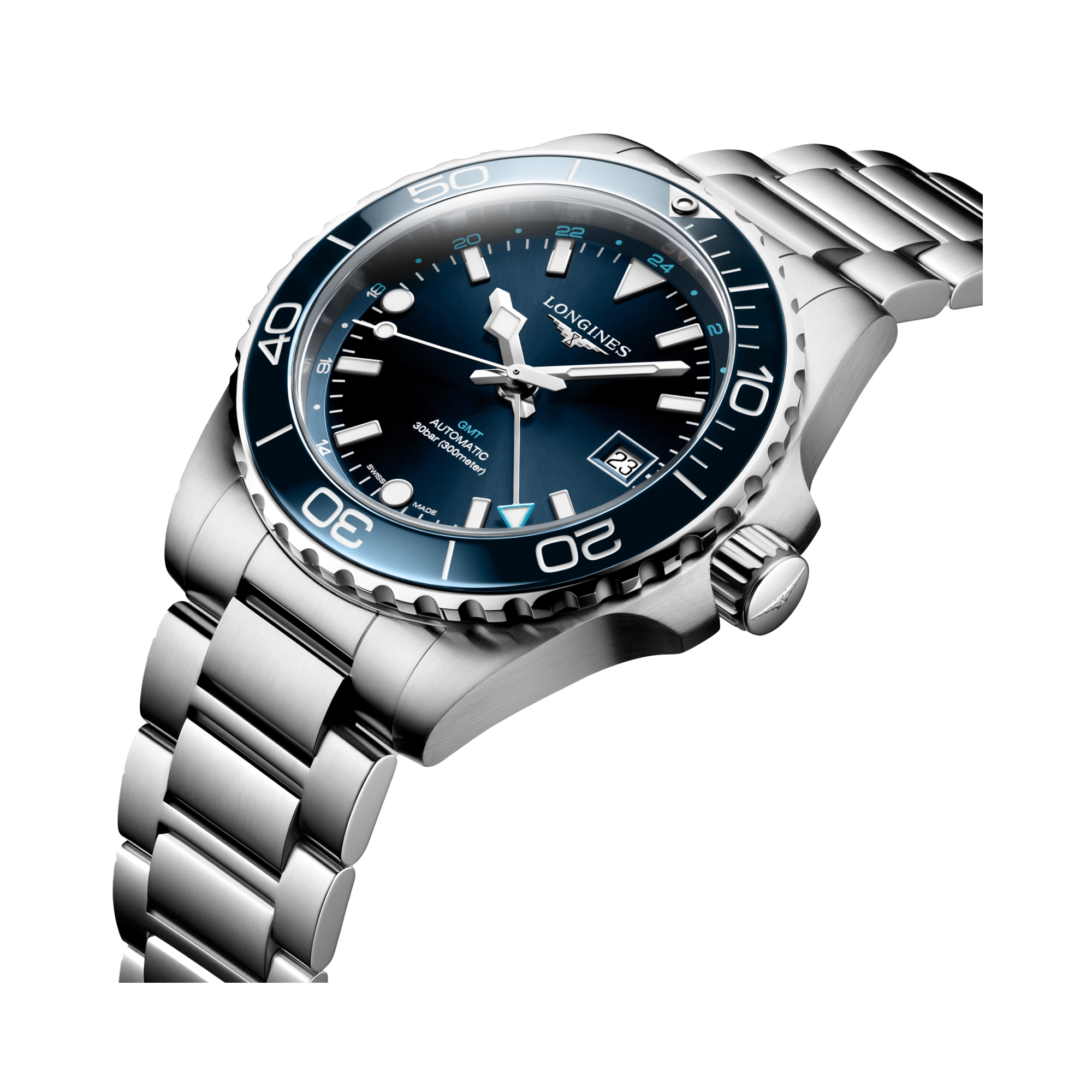 Longines Hydroconquest GMT 41mm, Blue Dial, Arabic Numerals_2