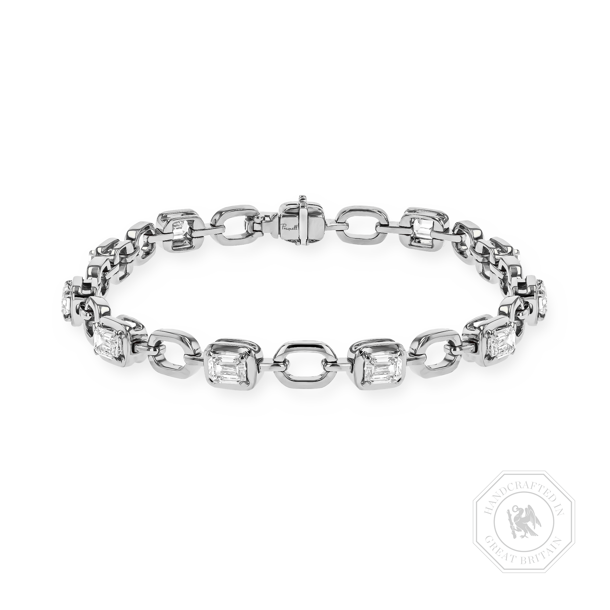 Skimming Stone 4.06ct Line Bracelet Emerald Cut, Claw Set_1