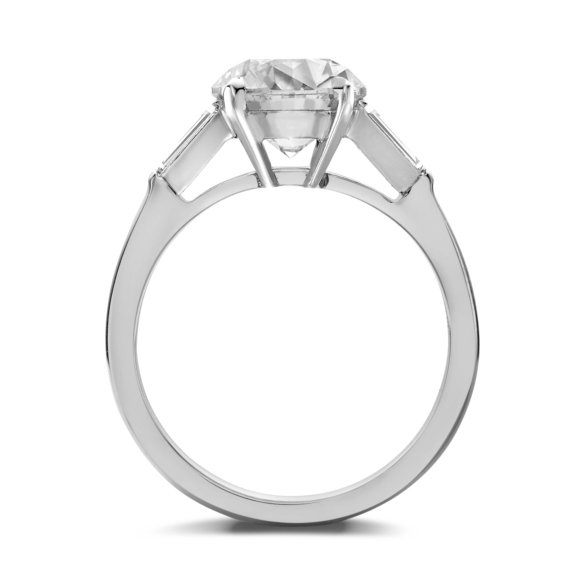 Regency 1.50ct Diamond Solitaire Ring Brilliant & Tapered Baguette Cut, Claw & Channel Set_3