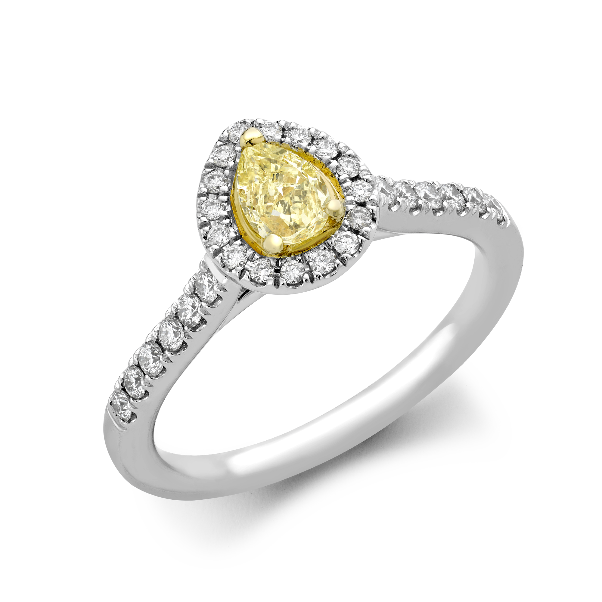 Celestial 0.31ct Fancy Light Yellow Diamond Cluster Ring Pearshape, Claw Set_1