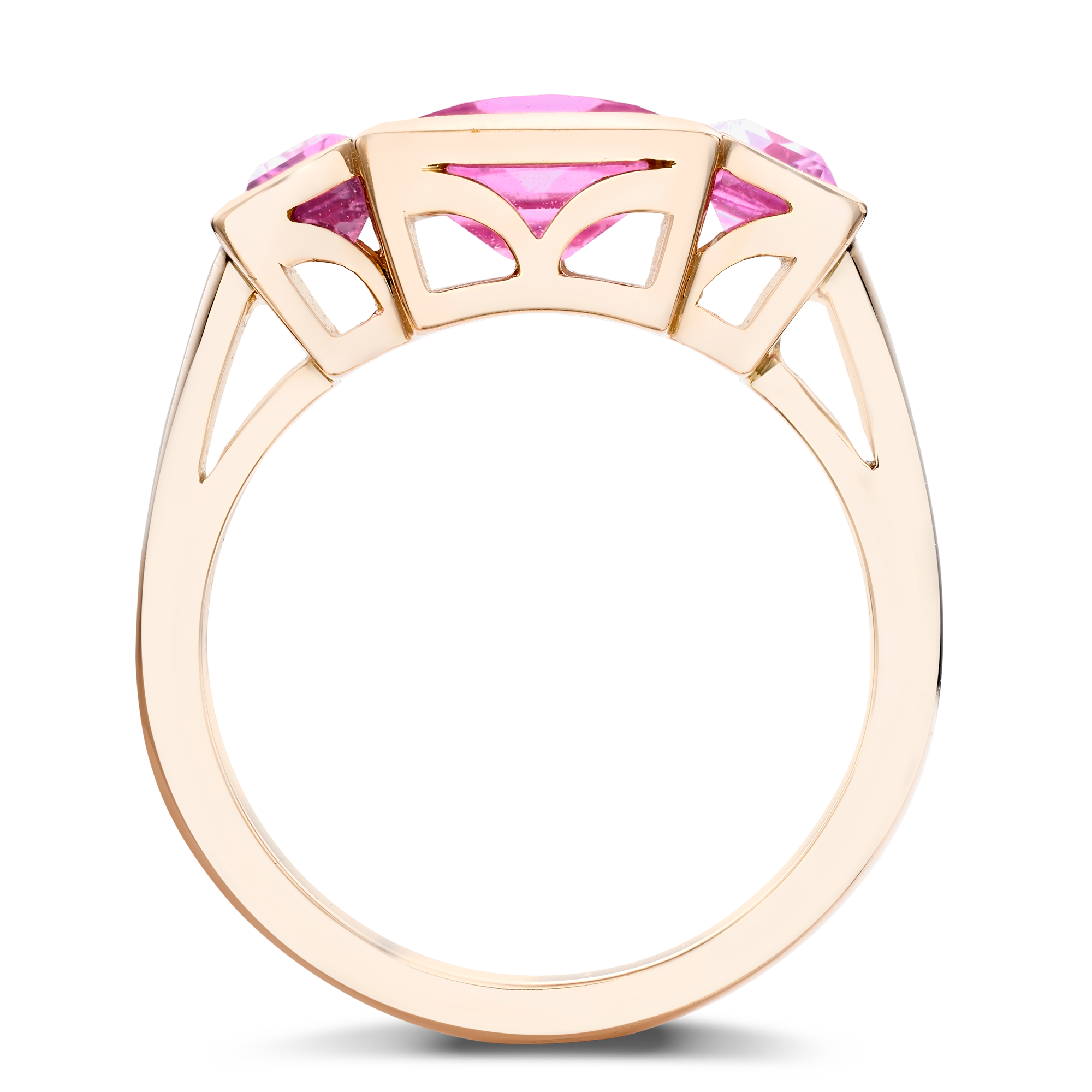 Kingdom Pink Tourmaline Ring Baguette Cut, Rubover Set_3