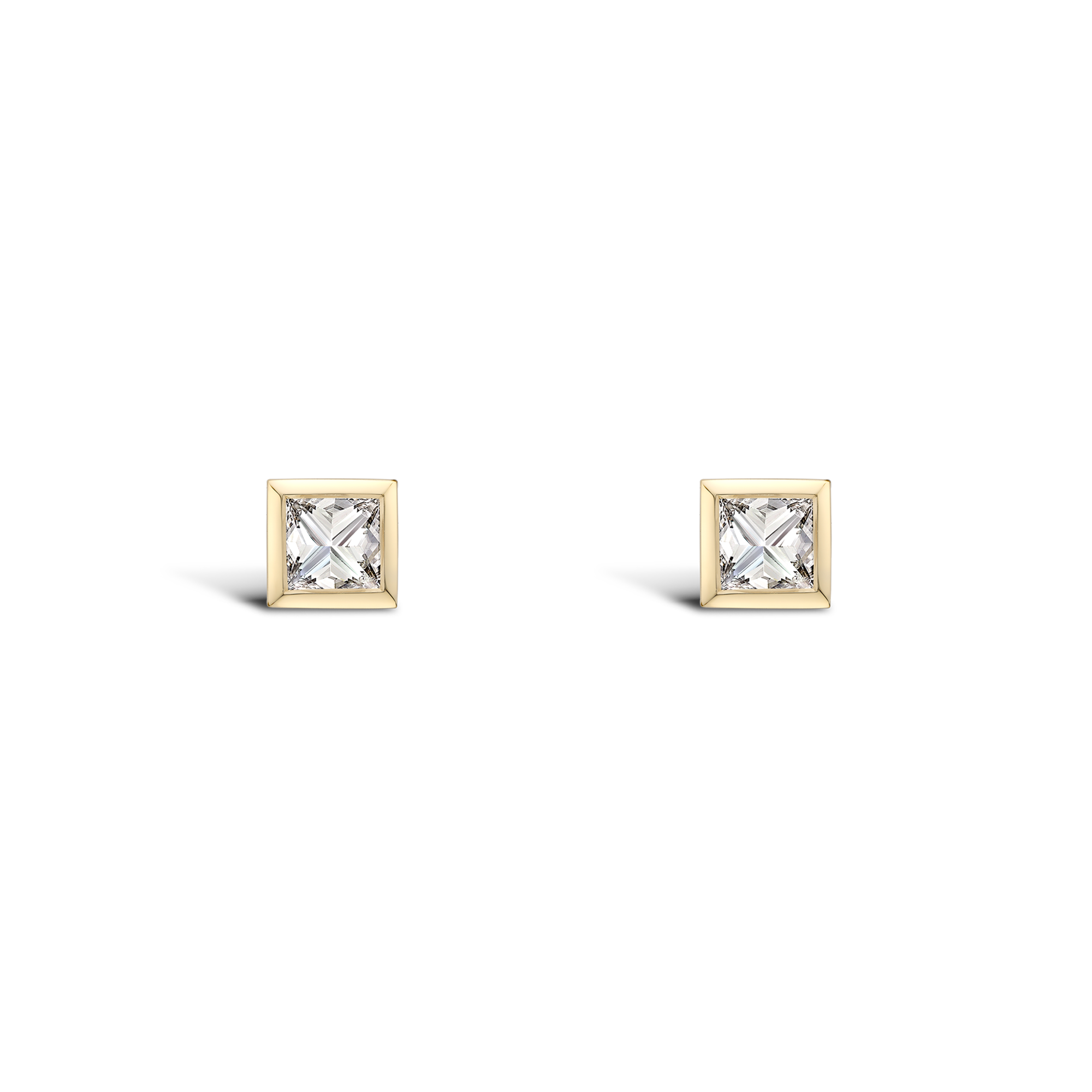 RockChic Diamond Studs Princess Cut, Rubover Set_1