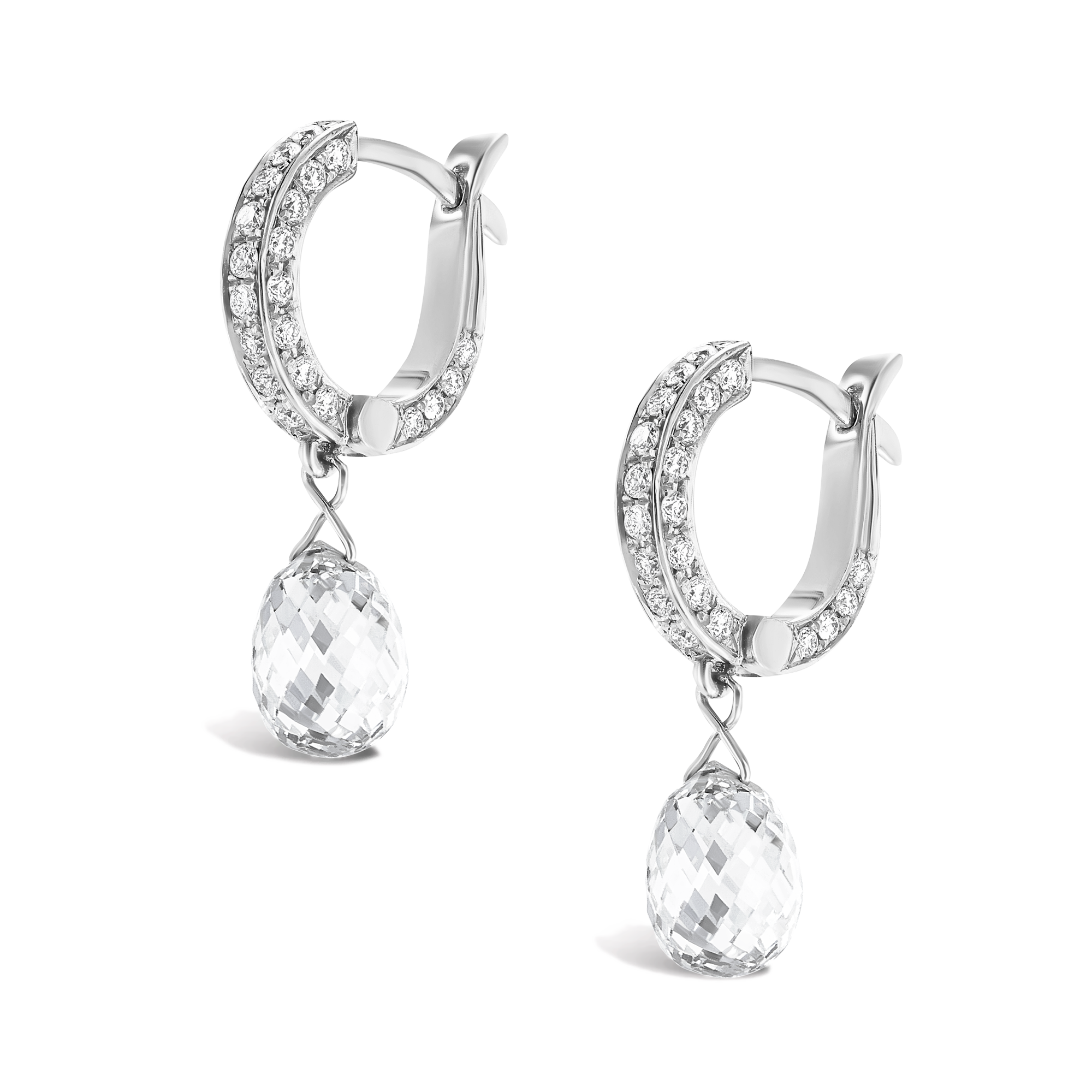 Briolette Diamond Drop Earrings Briolette & Brilliant Cut, Thread Set_3