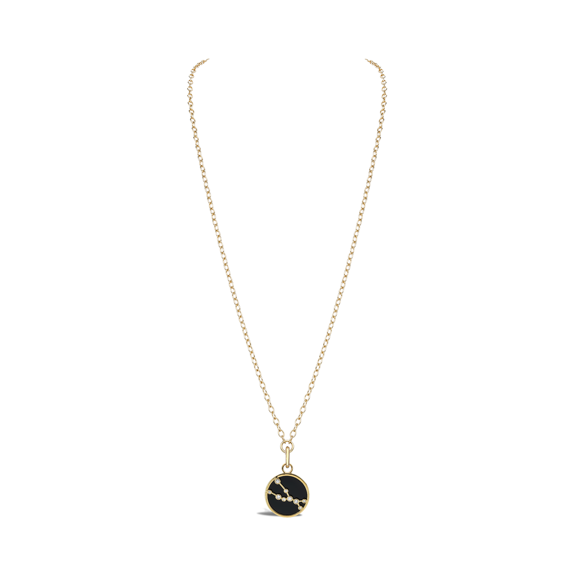 Constellation Diamond and Black Onyx Taurus Pendant Charm Brilliant Cut, Rubover Set_3