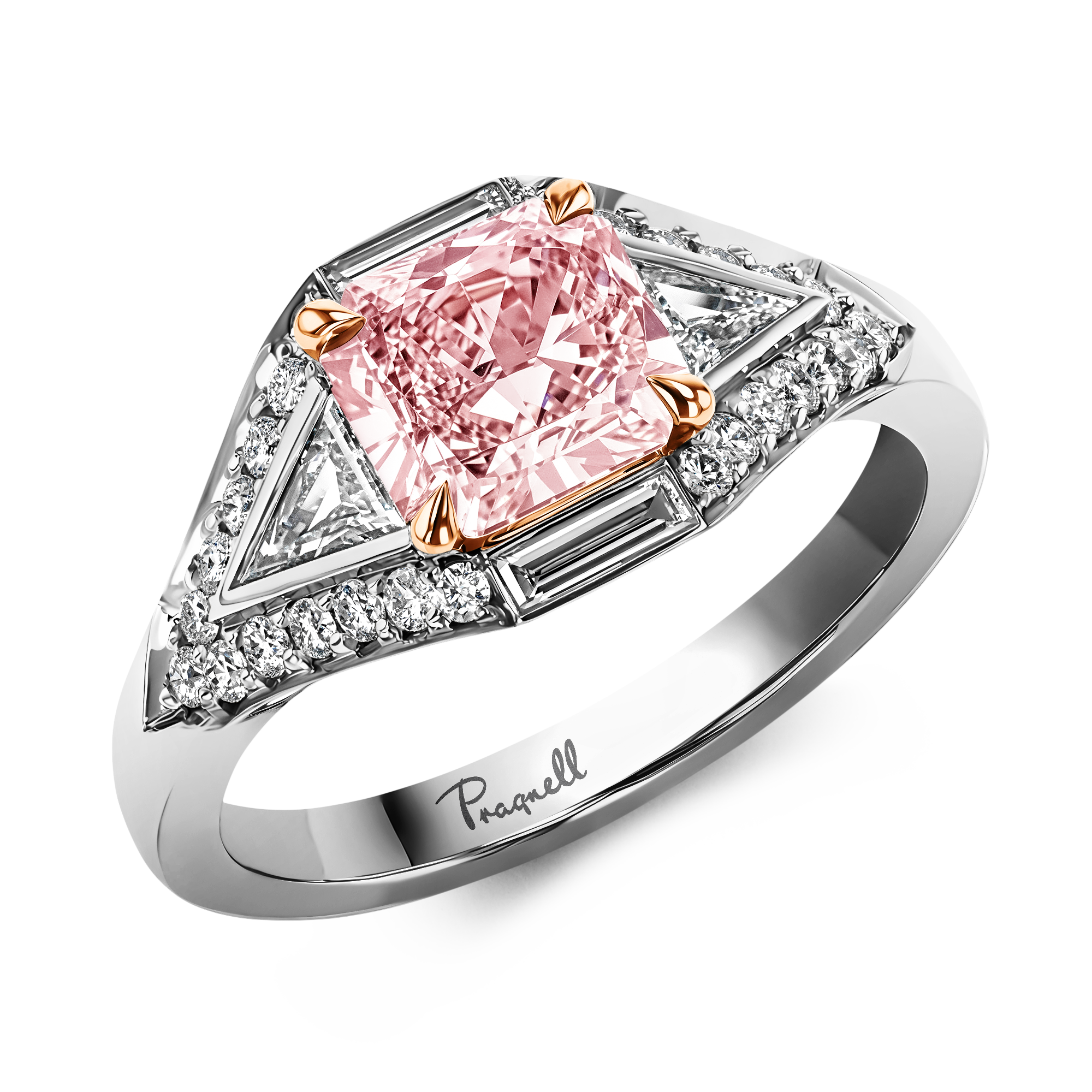 Masterpiece Astoria 1.28ct Fancy Orangy-Pink Diamond Ring Radiant Cut, Claw Set_1