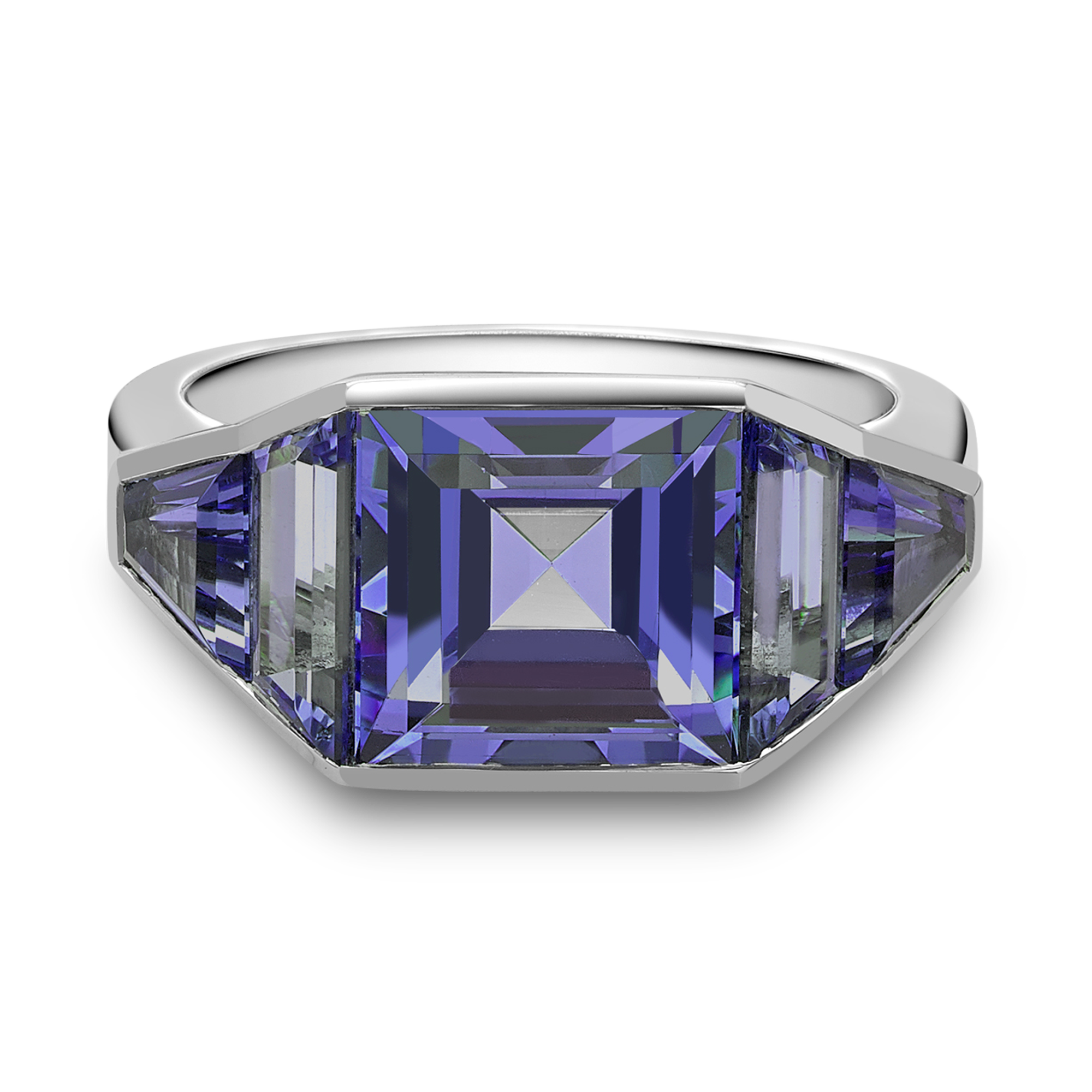 Kingdom Tanzanite Ring Carre Cut, Rubover Set_2