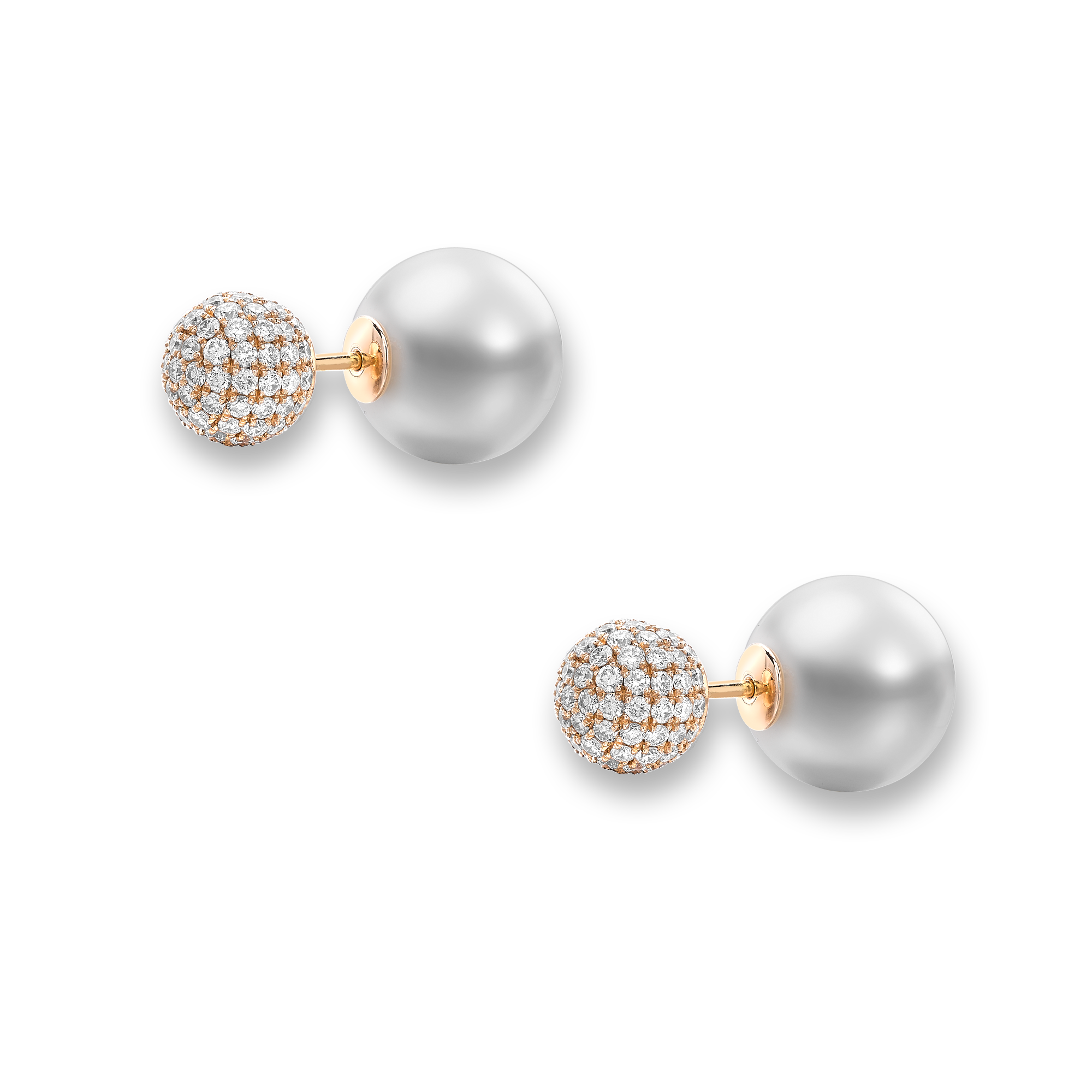 South Sea Pearl Earrings Stud Earrings with Brilliant Cut Diamonds_2