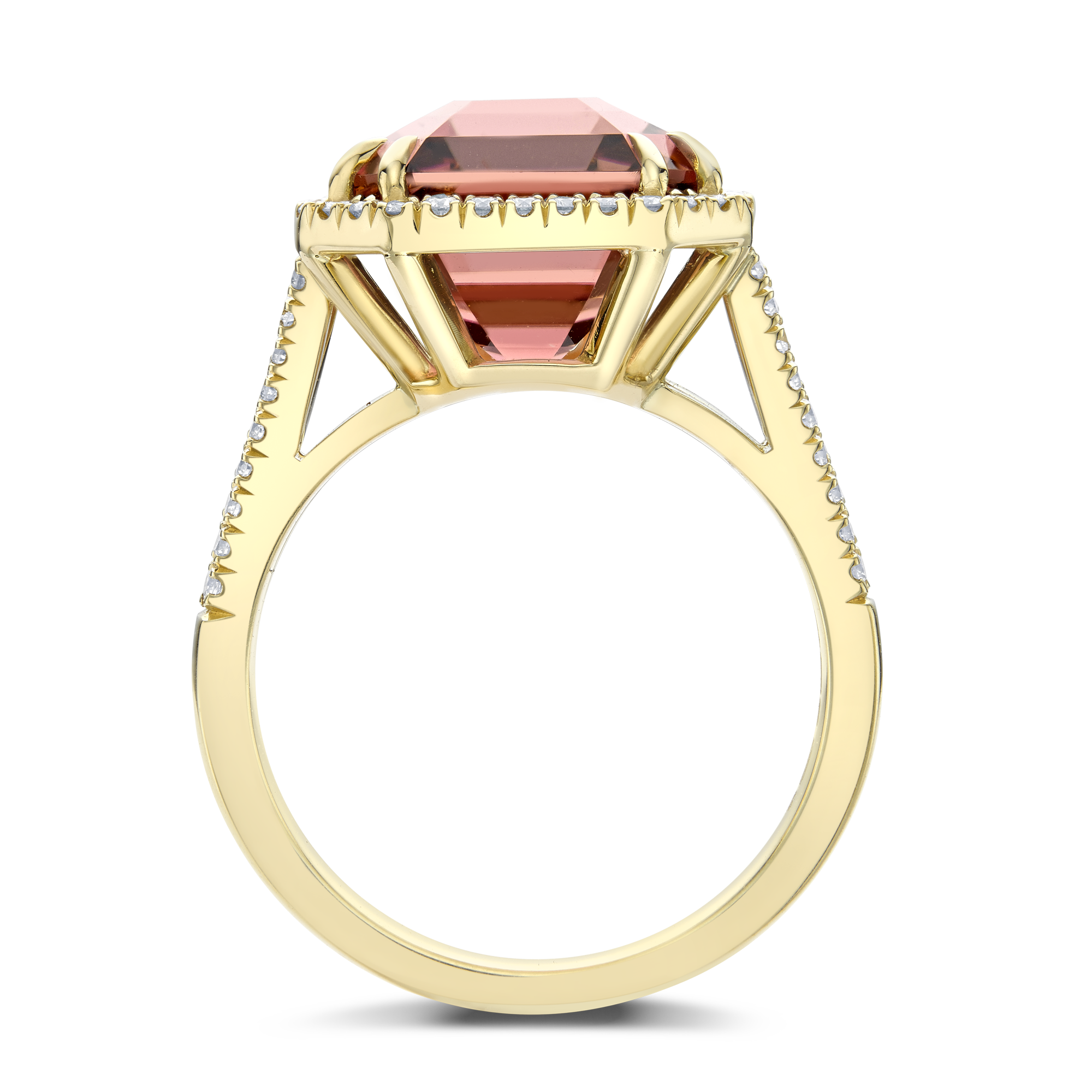 Pink Tourmaline and Diamond Dress Ring Radiant & Brilliant Cut, Claw Set_3