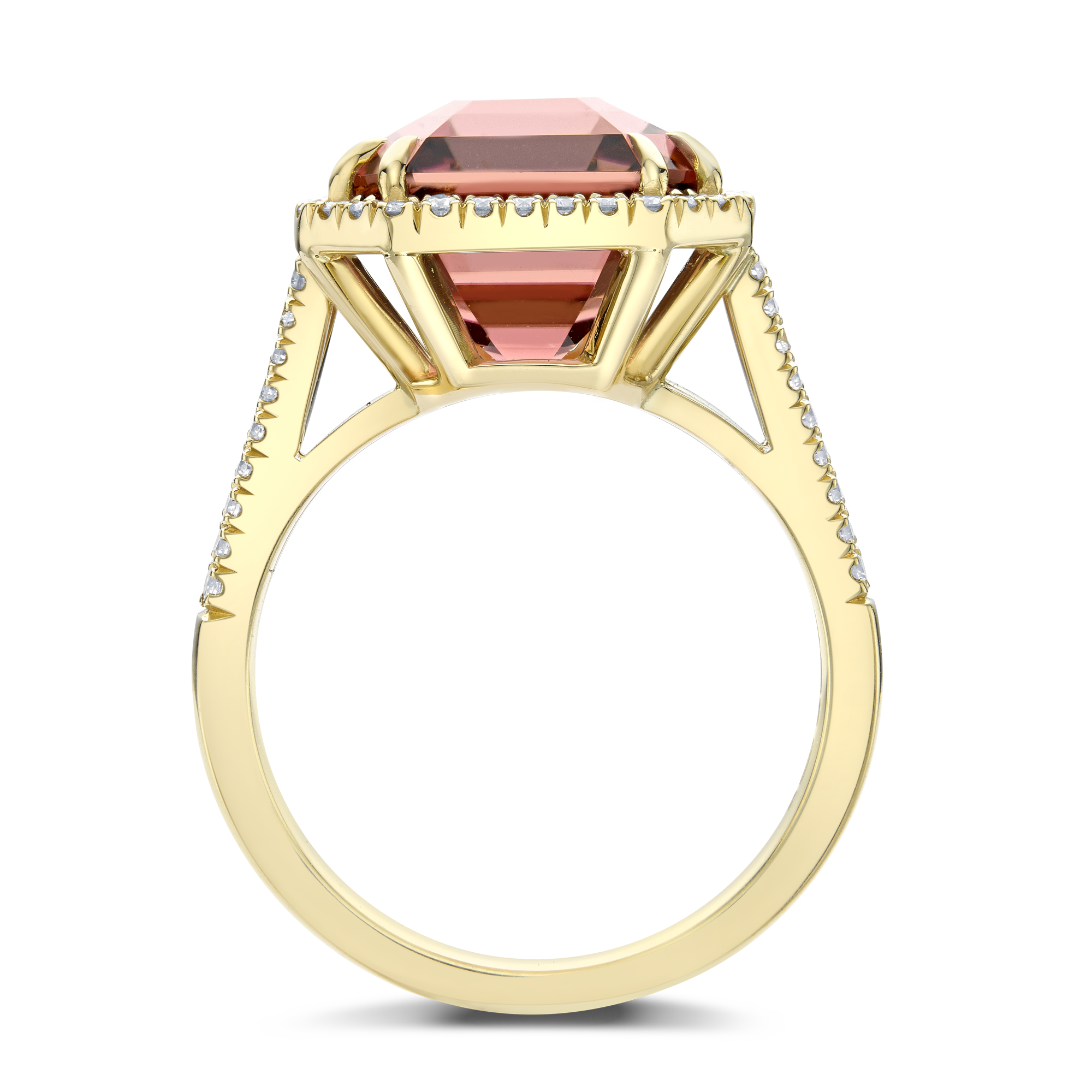 Pink Tourmaline and Diamond Dress Ring Radiant & Brilliant Cut, Claw Set_3