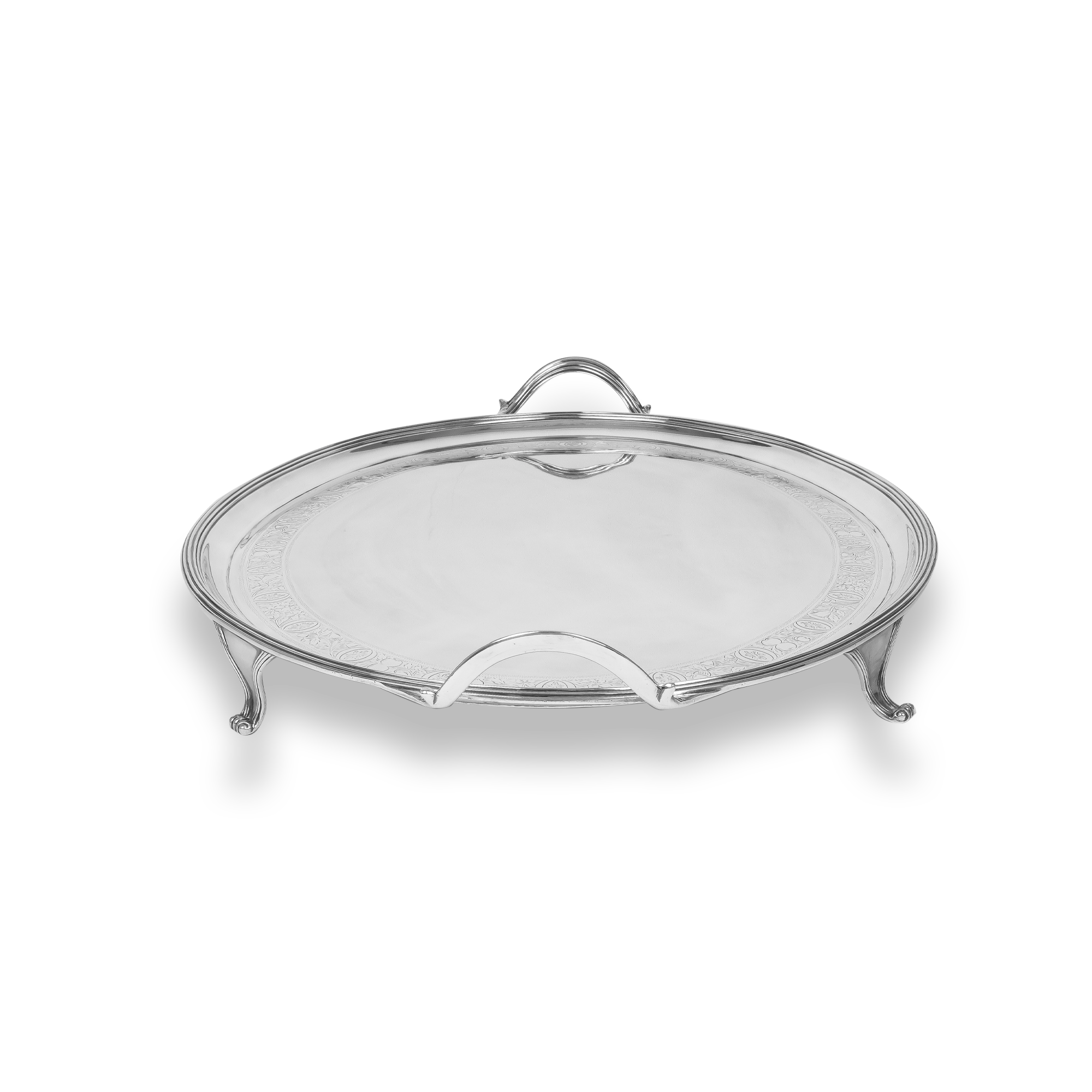 Silver Oval Two Handle Tray Hallmarked London_3