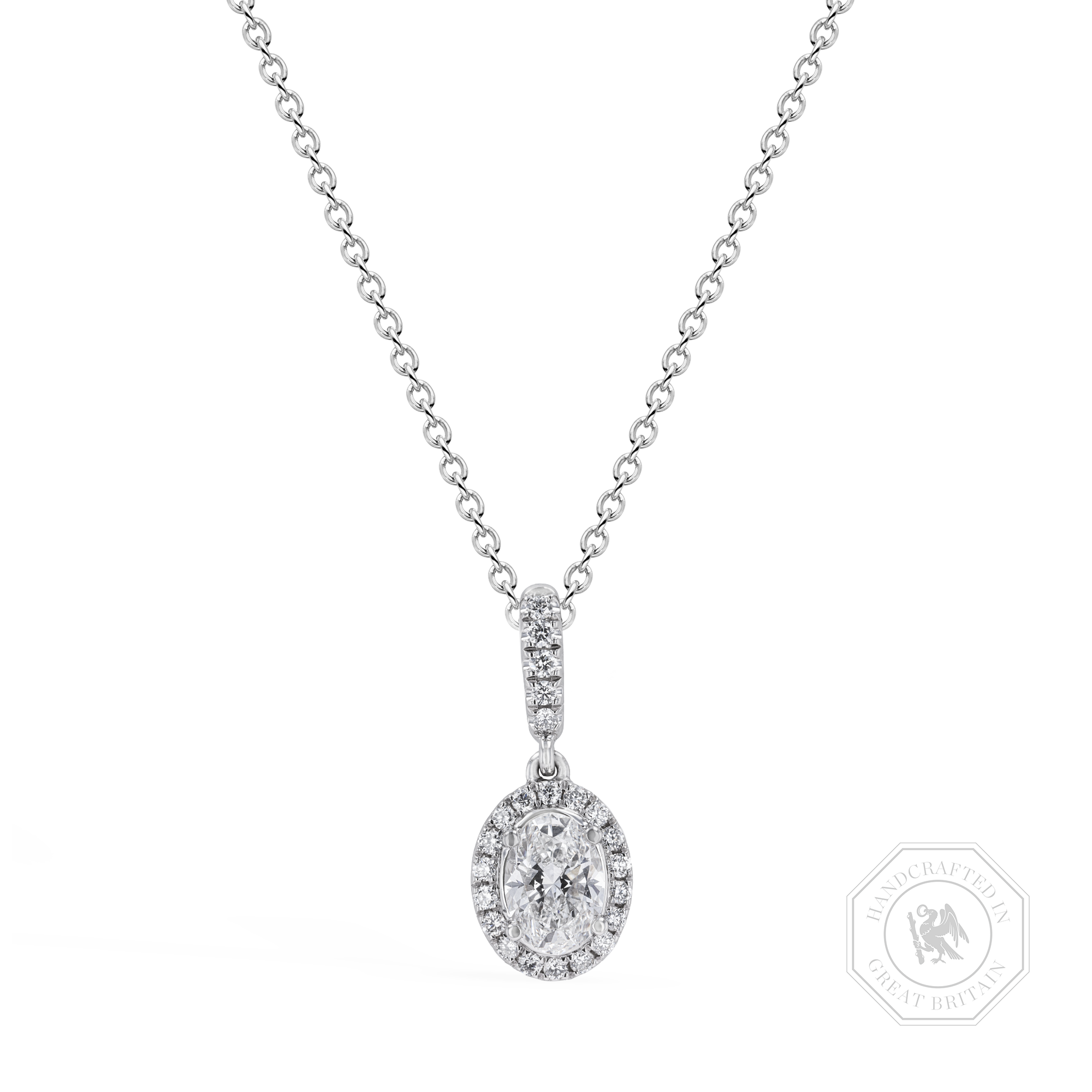 Celestial 0.70ct Oval Cut Diamond Cluster Pendant Oval Cut, Claw Set_1