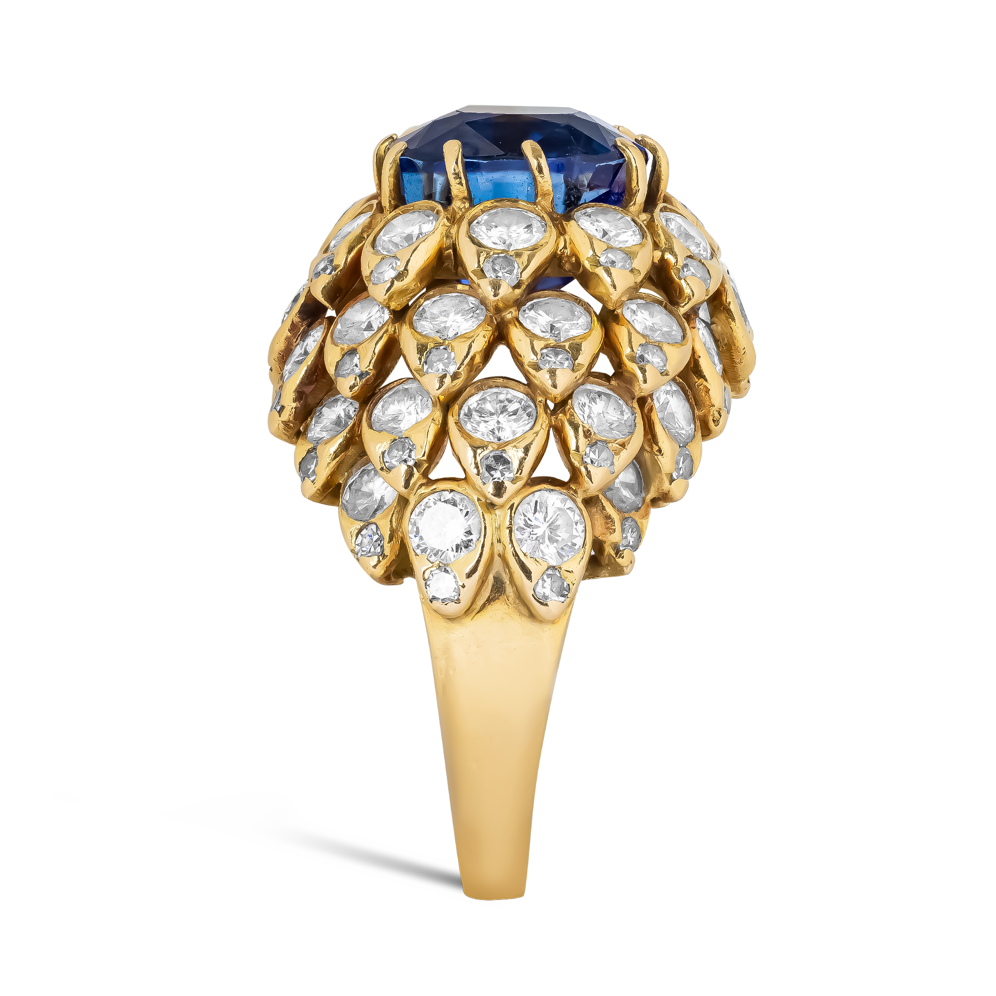 Retro Van Cleef and Arpels 5.153ct Sri Lankan Sapphire and Diamond Ring Antique Cushion Cut, Claw Set_4