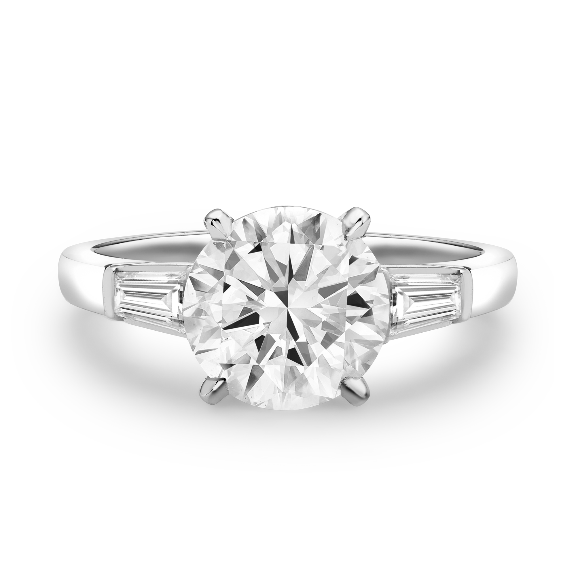 Regency 1.50ct Diamond Solitaire Ring Brilliant & Tapered Baguette Cut, Claw & Channel Set_2