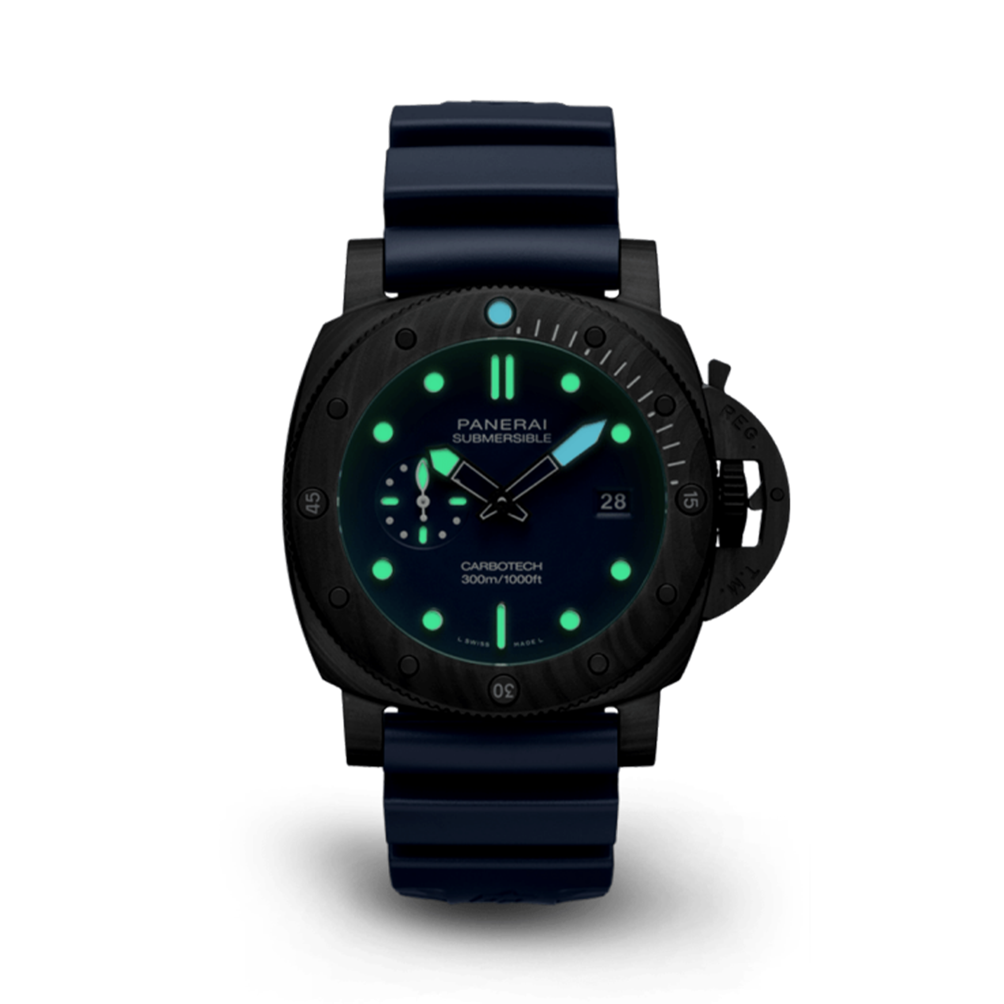 Panerai Submersible QuarantaQuattro Carbotech™ Blu Abisso 44mm, Blue Dial, Baton Numerals_3