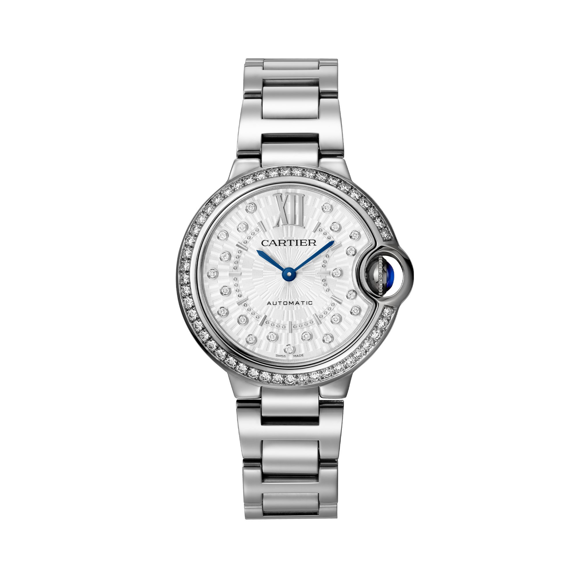 Cartier Ballon Bleu de Cartier 33mm, Silver Dial, Diamond Numerals_1