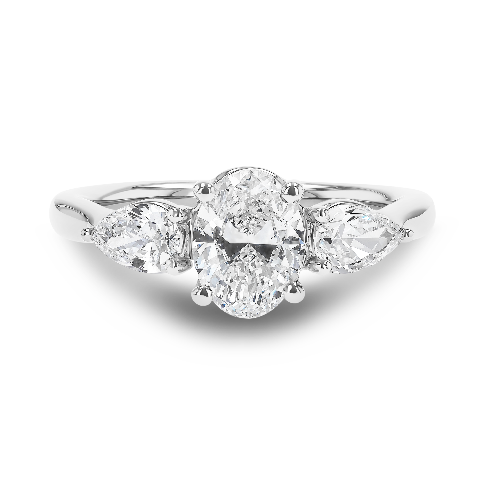 Classic 0.30ct Oval Cut Diamond Three Stone Ring Oval & Pear Shape, Claw Set_2