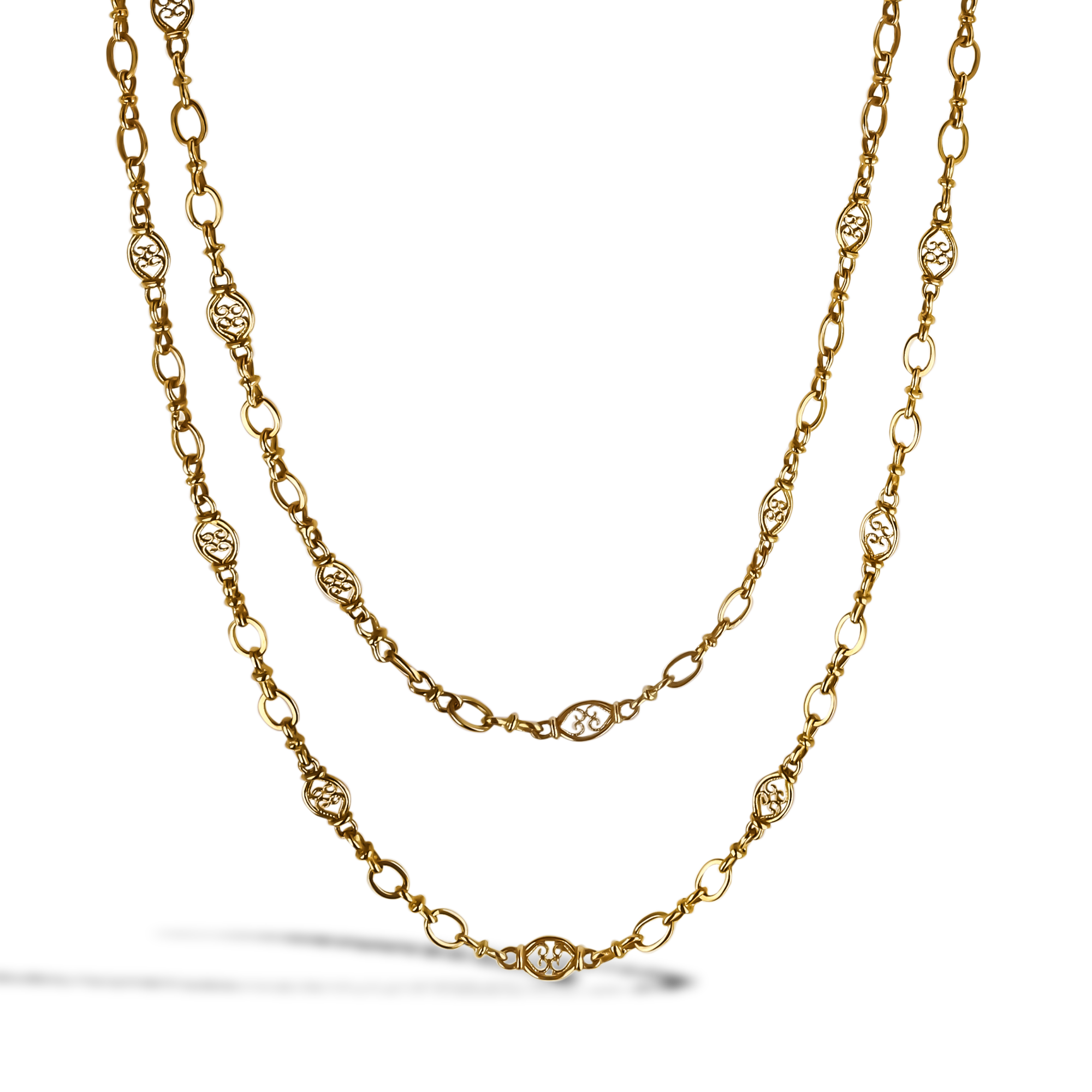 Belle Epoque 150cm Openwork Fancy Link Long Chain Necklace _2
