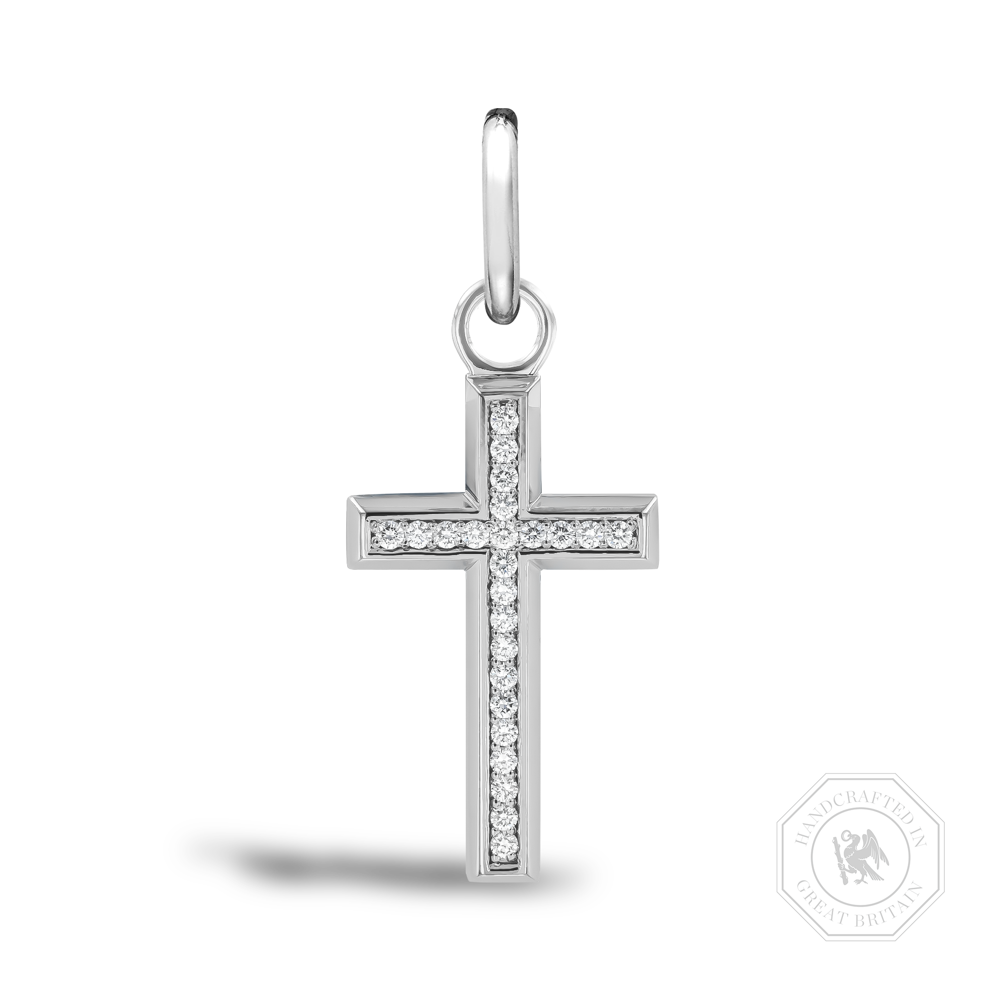 Diamond Cross Pendant Charm Brilliant Cut, Thread Set_1