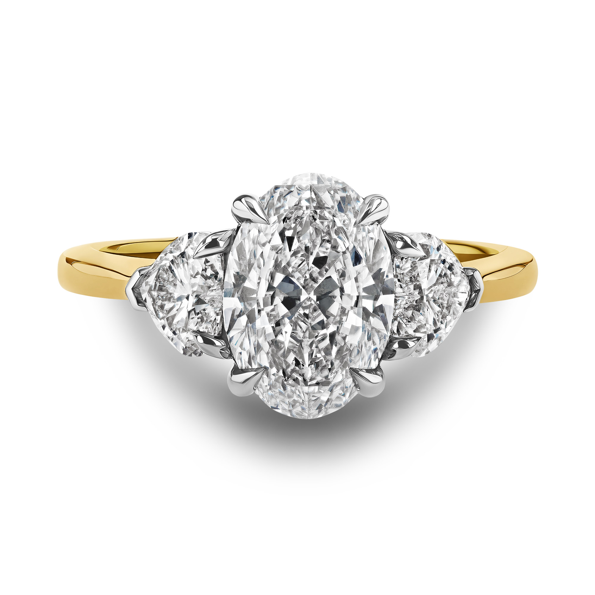 Venus Setting 2.01ct Oval Diamond Three Stone Ring Oval Cut, Claw Set_2