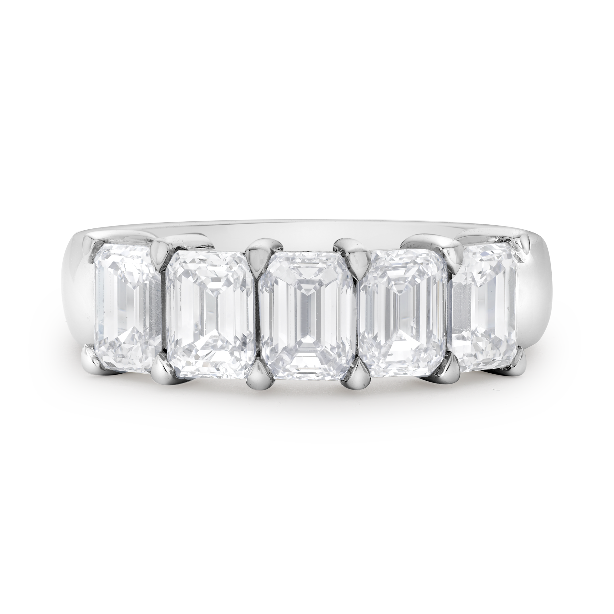 Emerald Cut Five Stone Diamond Ring Emerald Cut, Claw Set_2