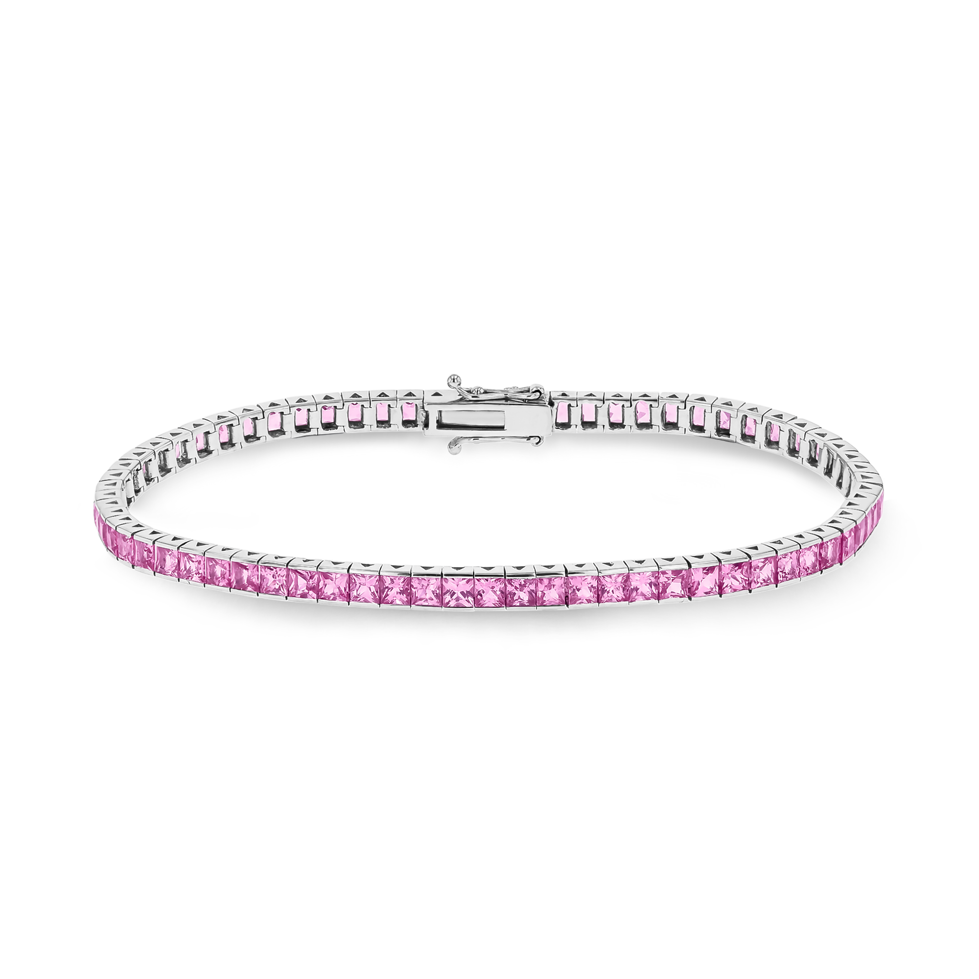 Pink Sapphire Line Bracelet Princess Cut, Channel Set_1
