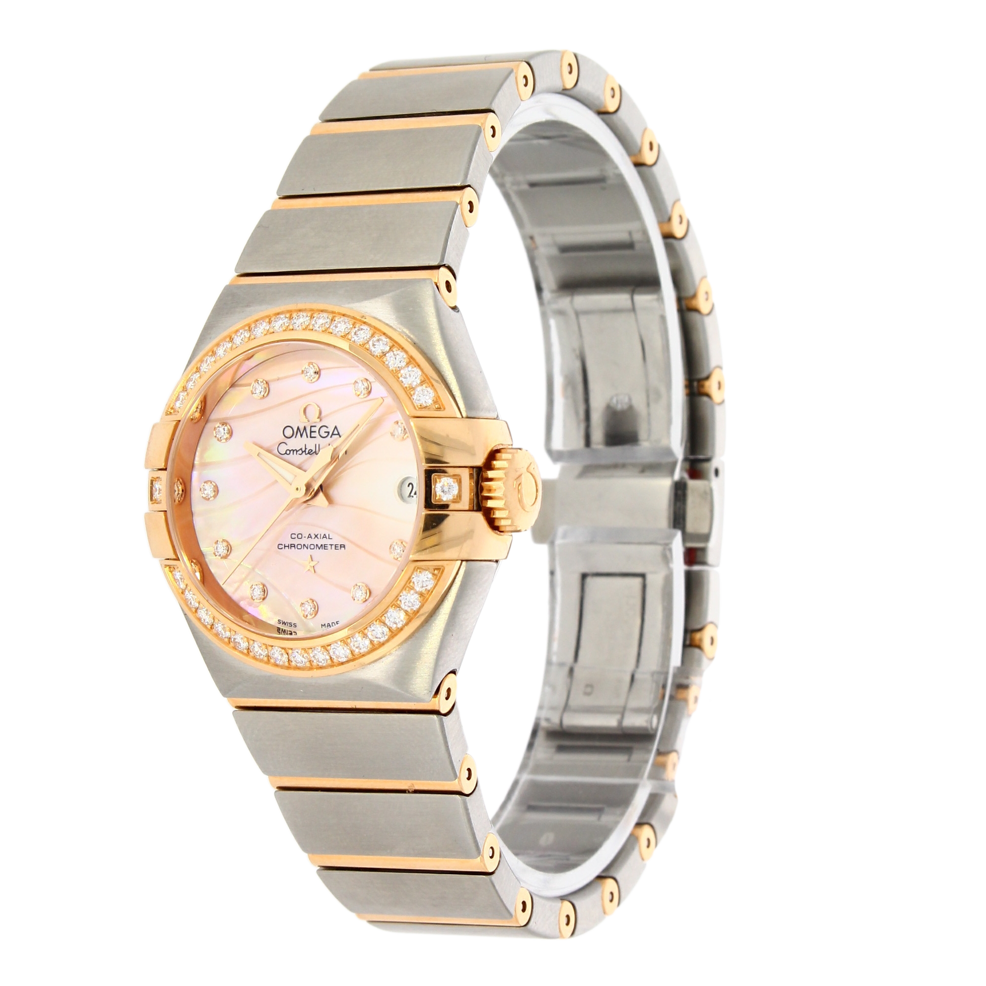 Pre-Owned OMEGA Constellation 27mm, Mother of Pearl Dial, Diamond Numerals, Diamond Set Bezel_2