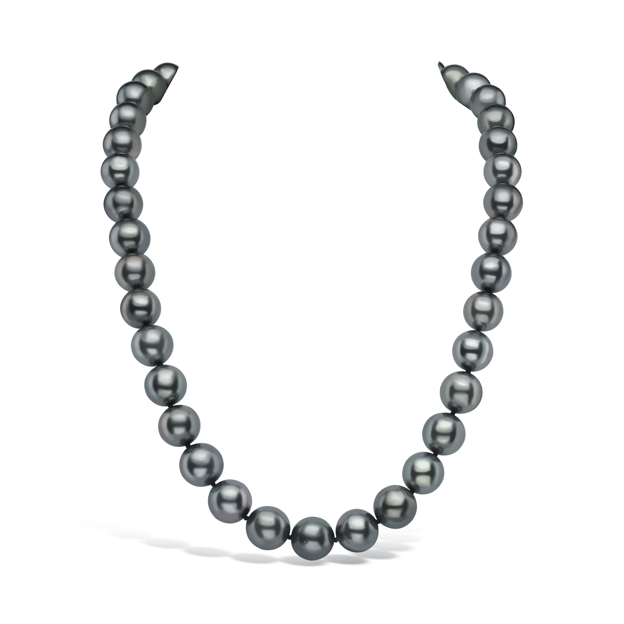 Tahitian Pearl Necklace Silk Knotted Row with White Gold Clasp_1