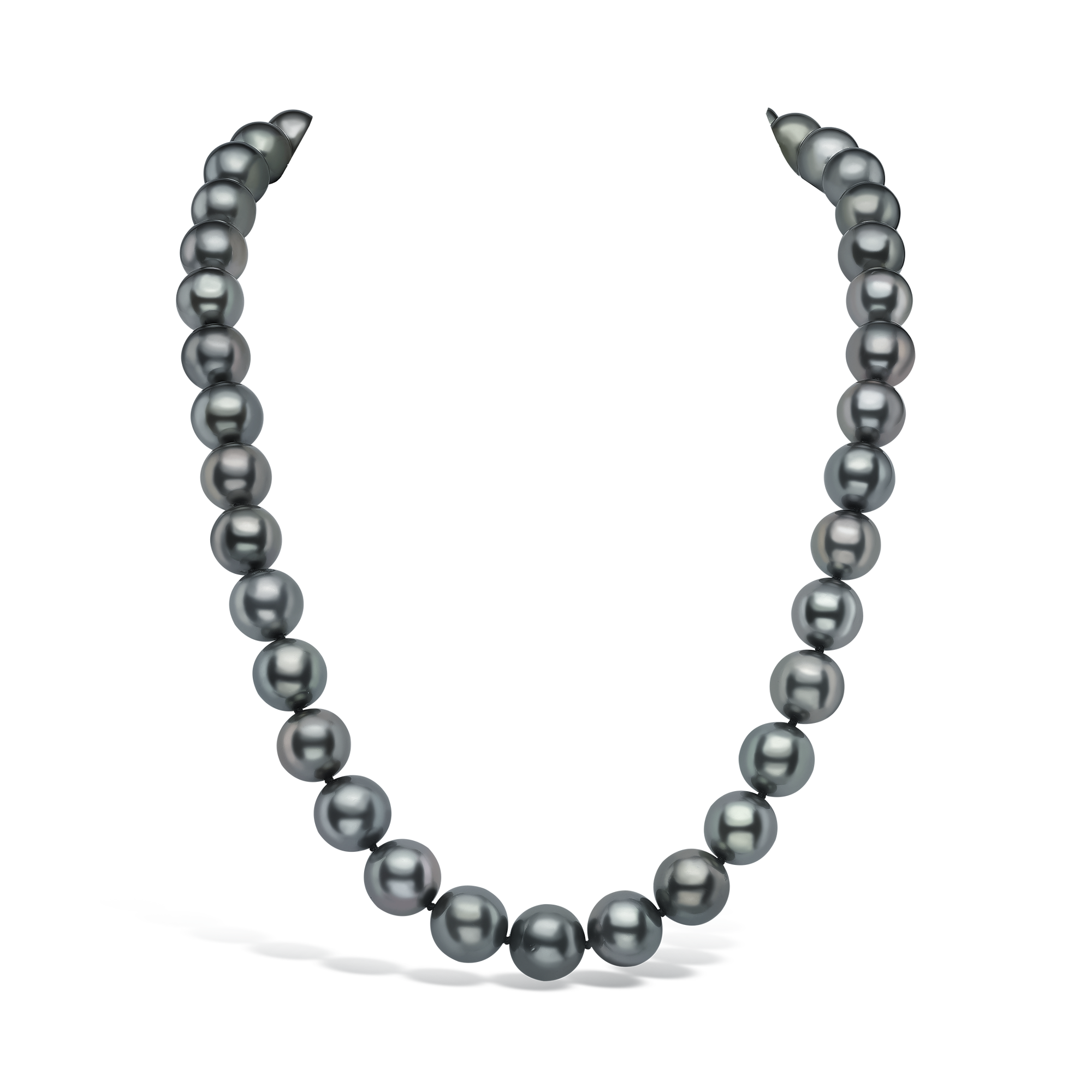 Tahitian Pearl Necklace Silk Knotted Row with White Gold Clasp_1