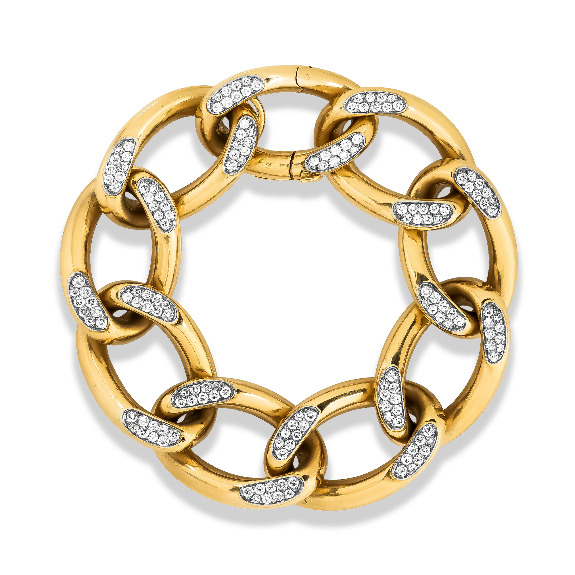 Retro Cartier 3.50ct Diamond Curb Link Bracelet Brilliant Cut, Pave Set_1