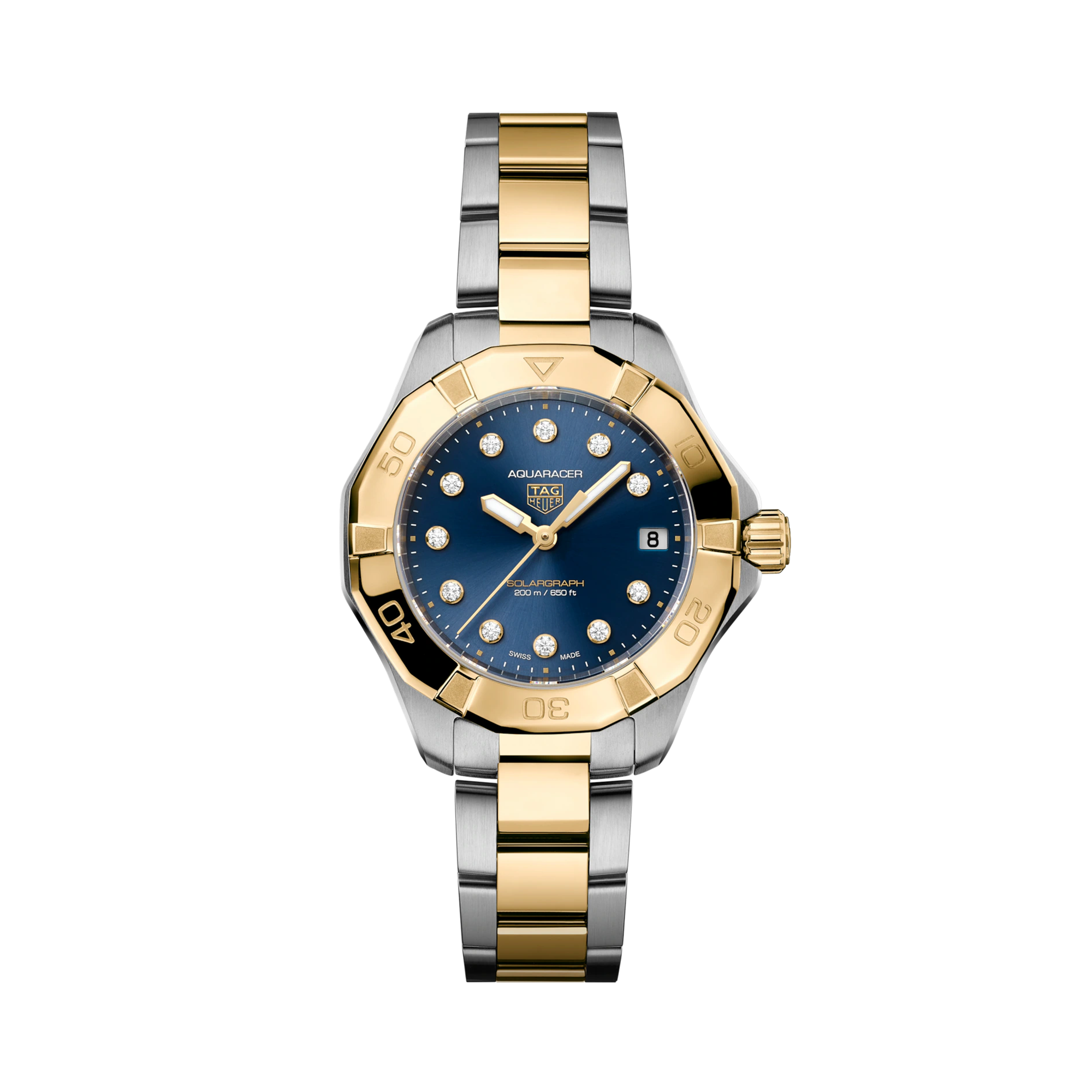 Tag Heuer Aquaracer Date 34mm, Blue Dial, Diamond Numerals_1